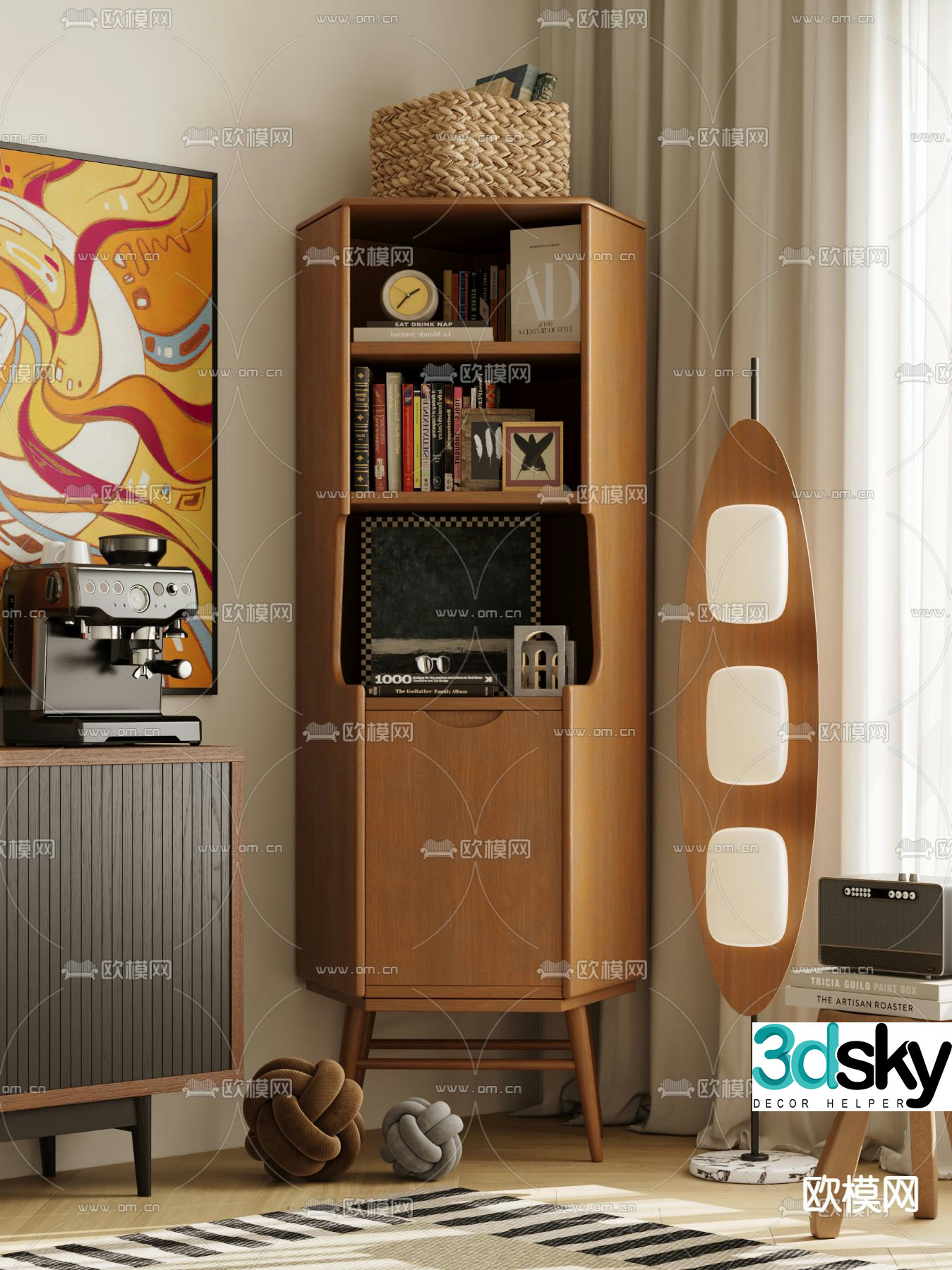Medieval style side cabinet corner cabinet locker 3d model