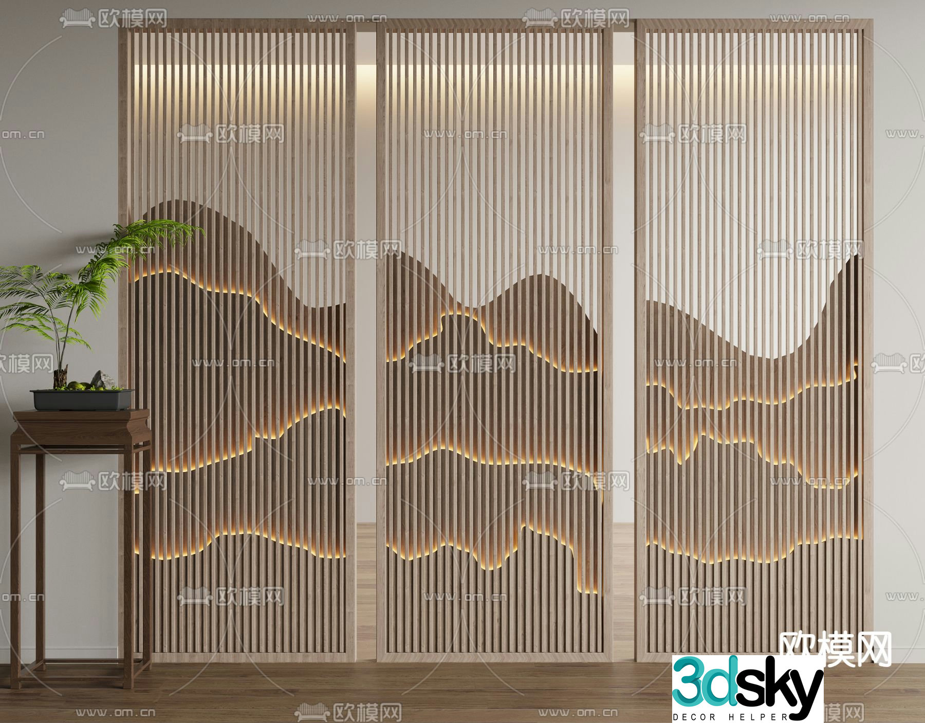 Grid screen landscape partition 3d model