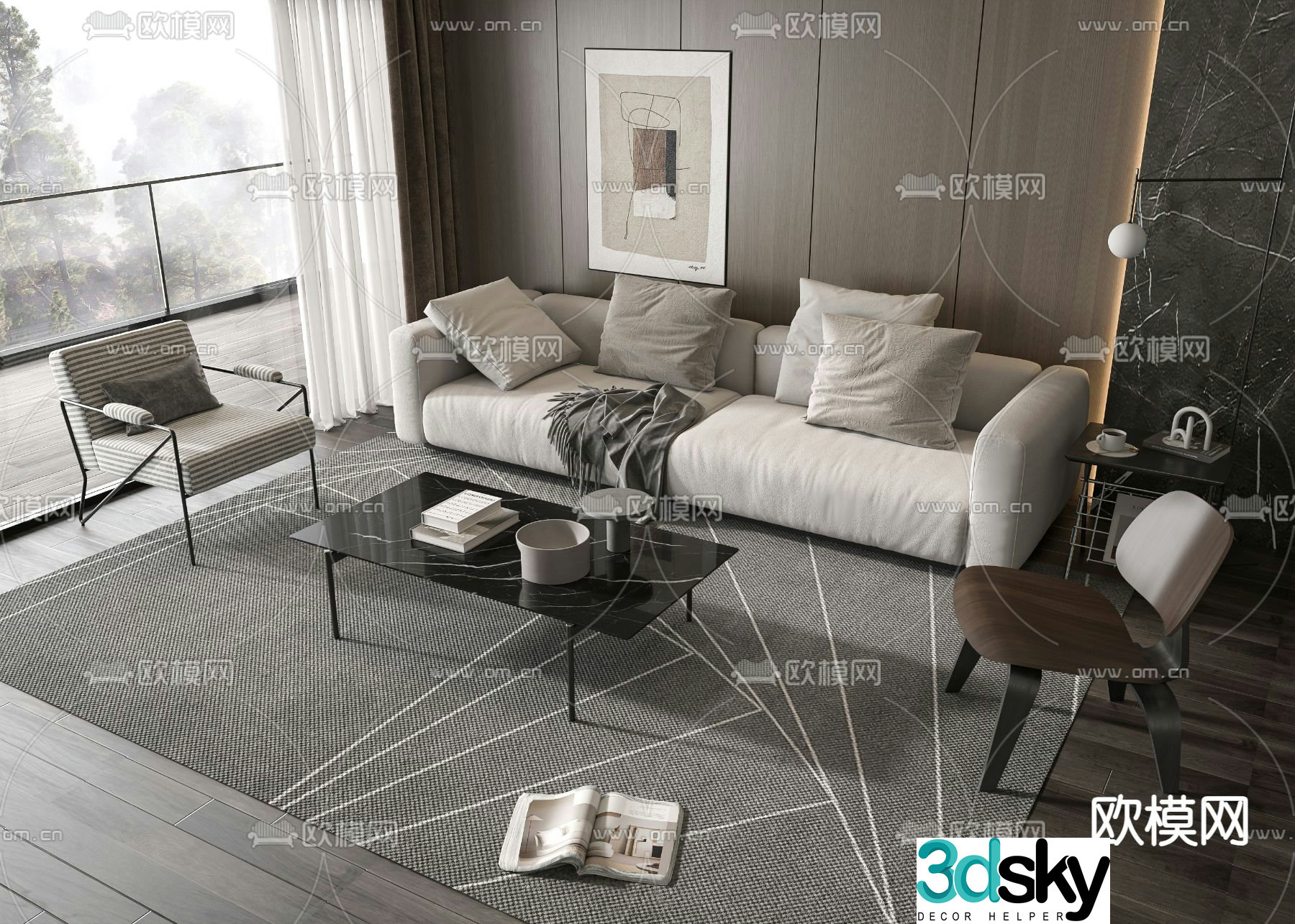 Modern sectional sofa 3d model