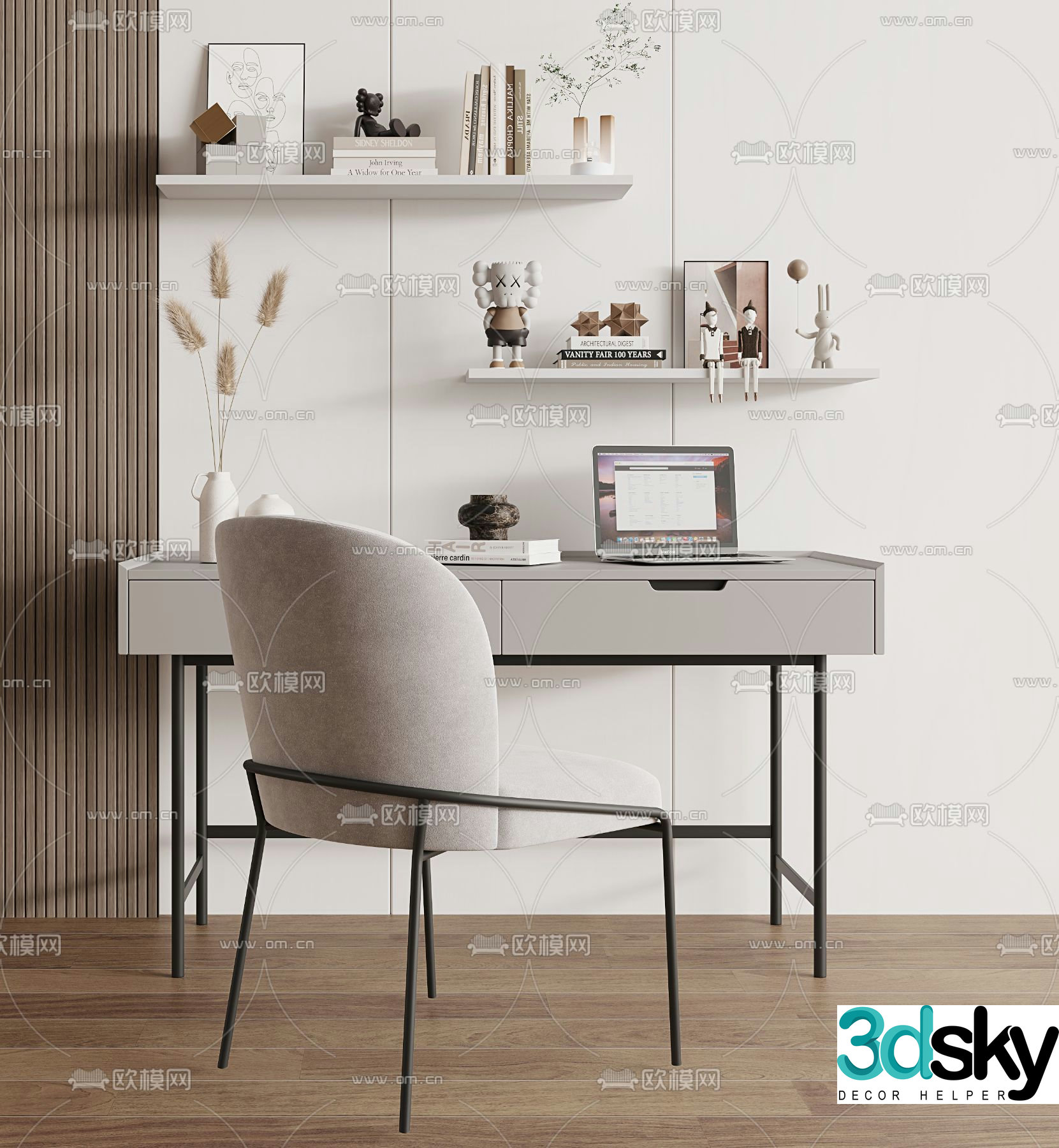 Modern desk writing desk computer desk 3d model