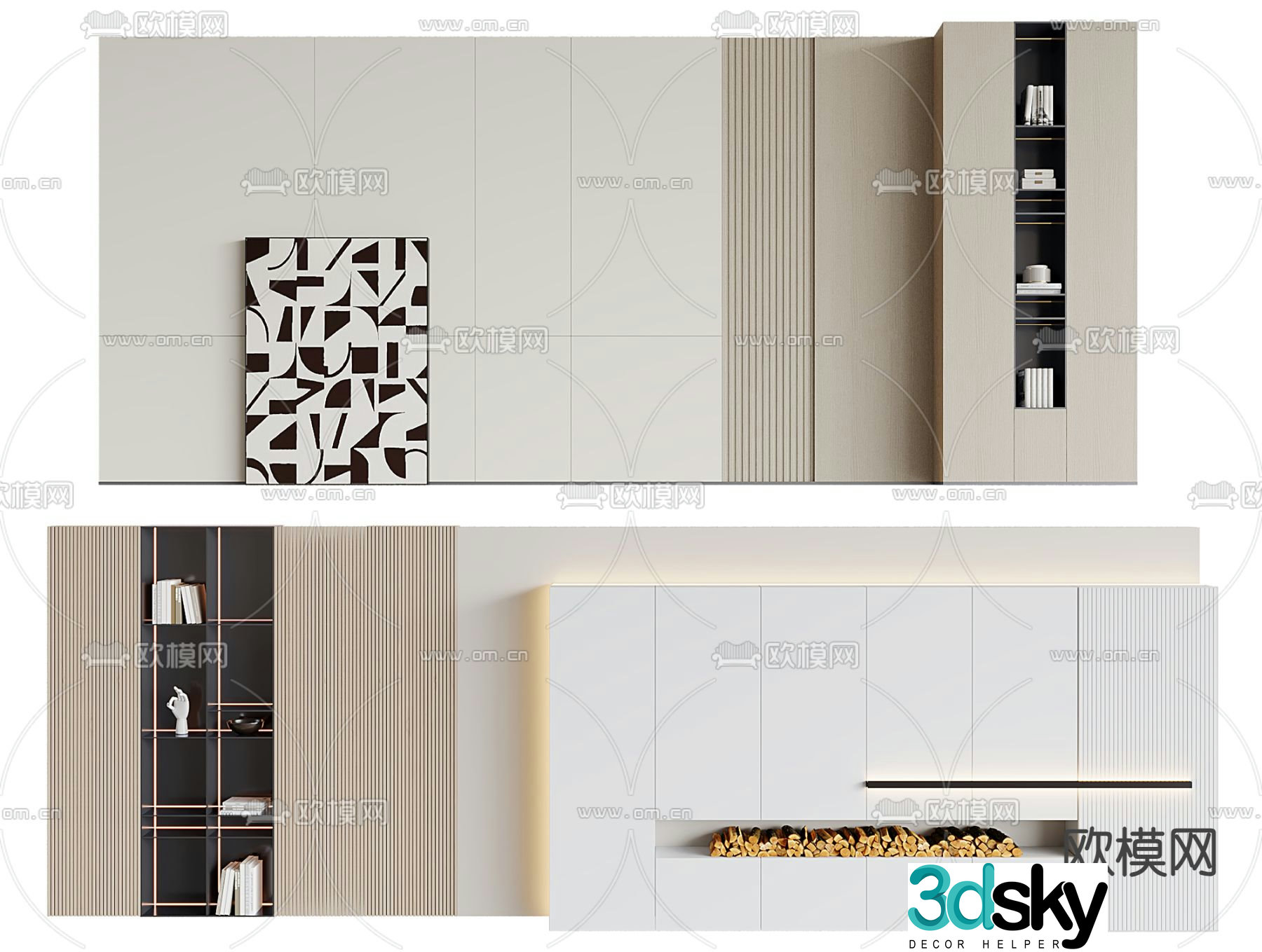 Modern background wall sofa background 3d model