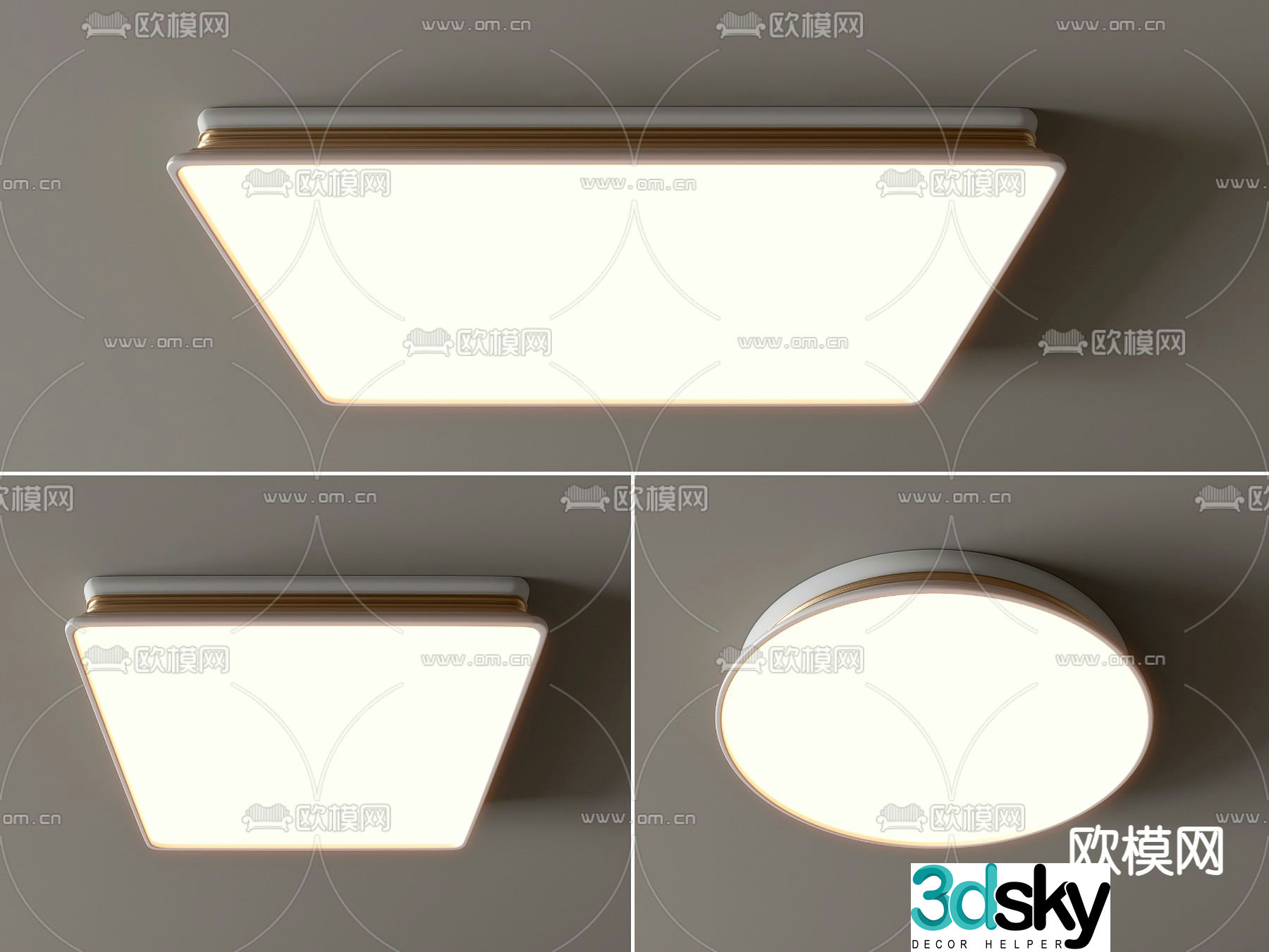 round ceiling lamp square ceiling lamp 3d model