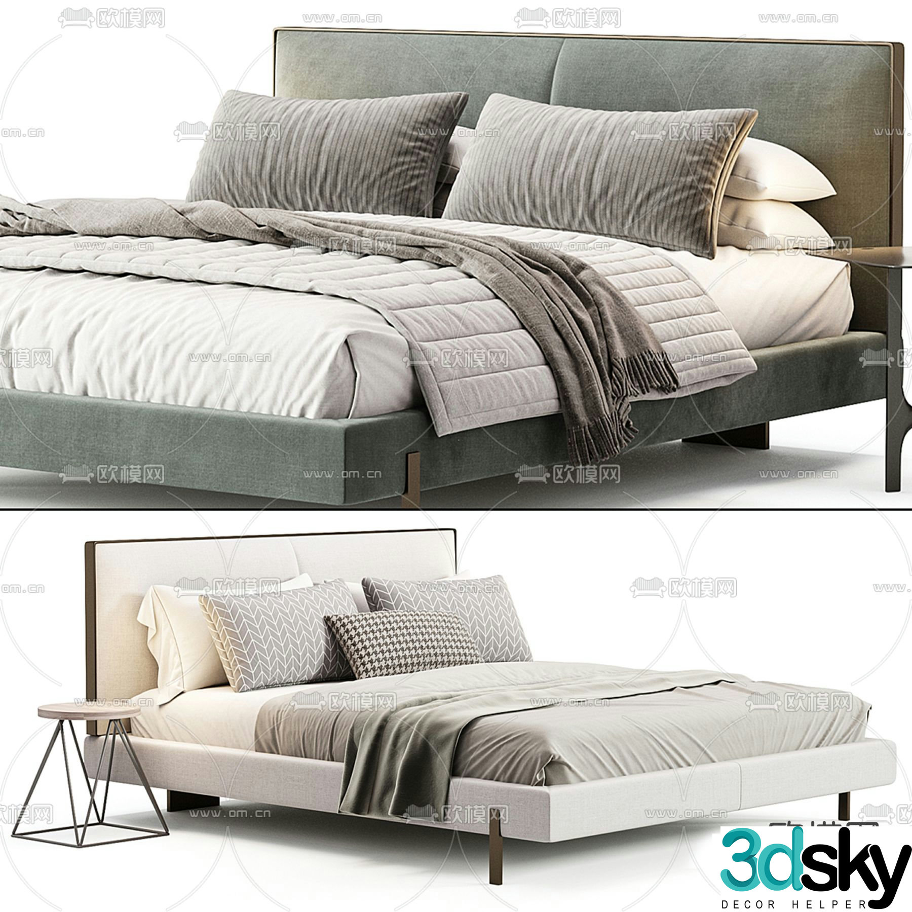 Modern double bed 3d model