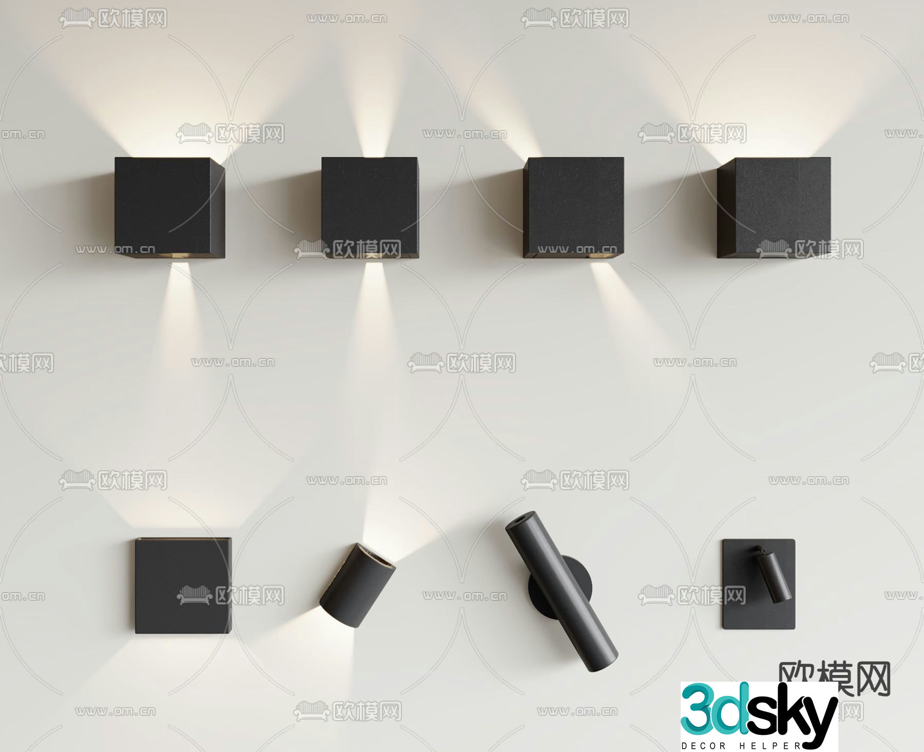 Rotating wall light aisle light wall washer night light 3d model