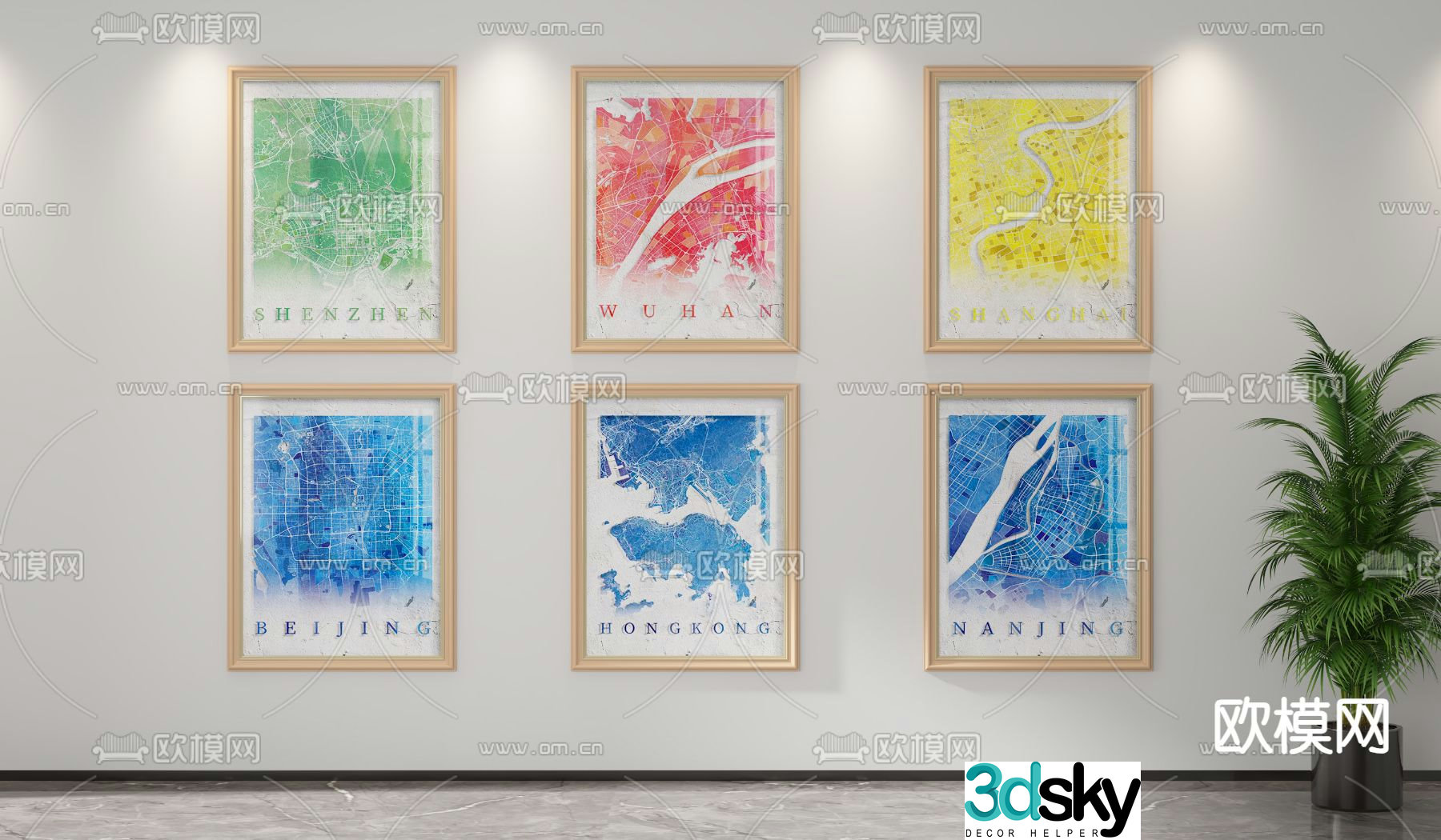 Decorative painting Abstract painting Combination painting 3d model