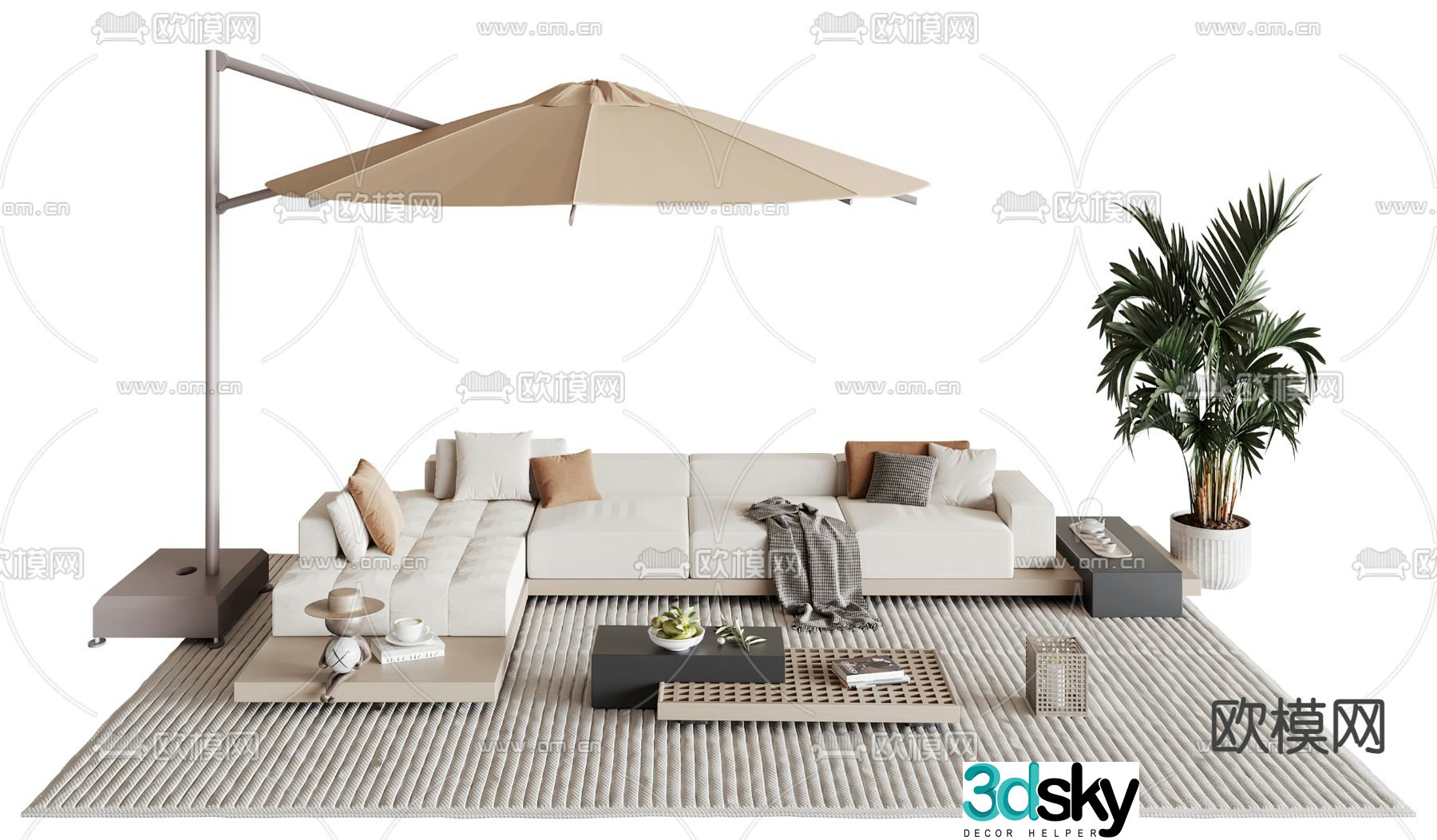 Outdoor sofa corner sofa parasol 3d model