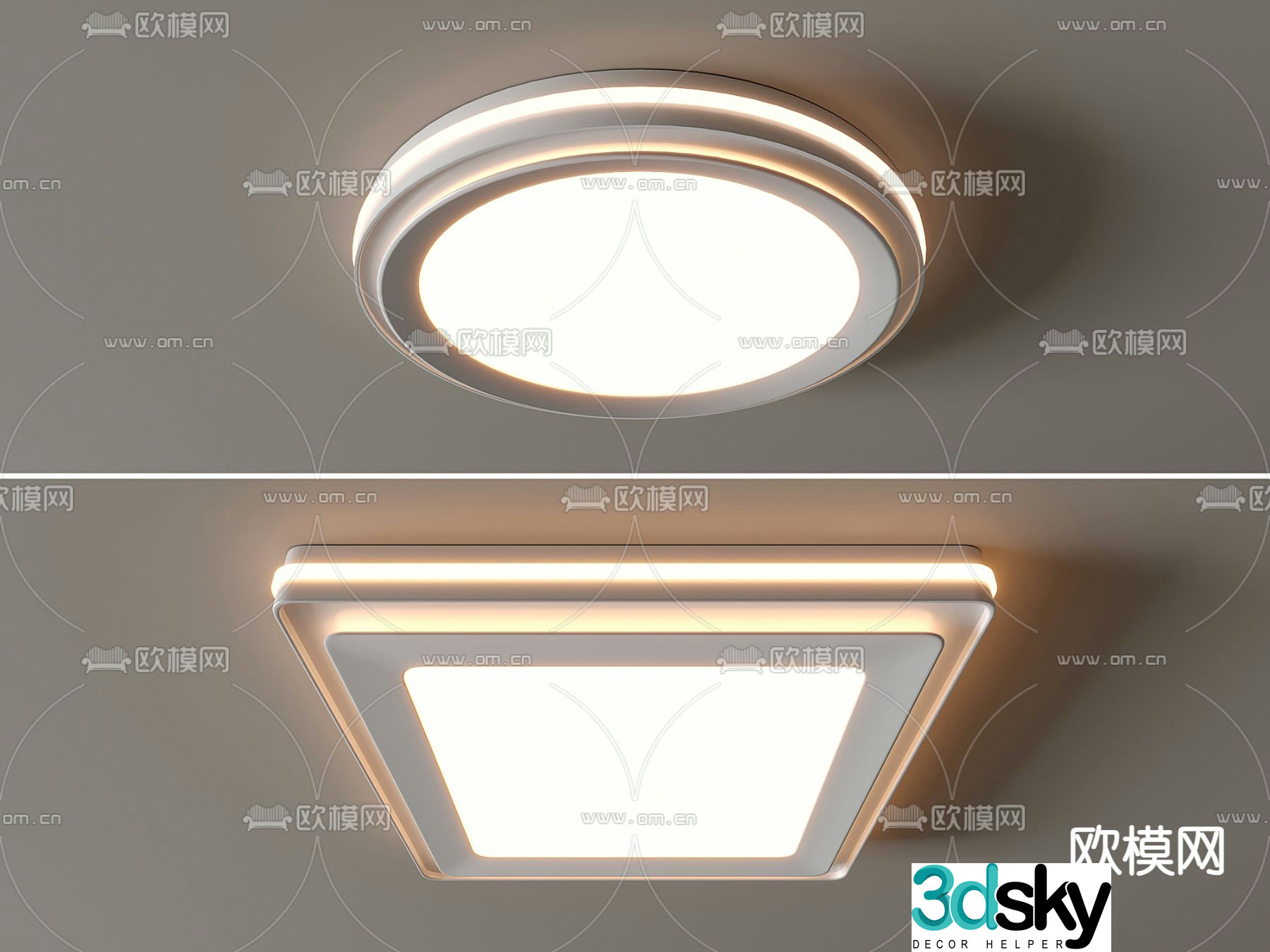 Square ceiling lamp Round ceiling lamp 3d model