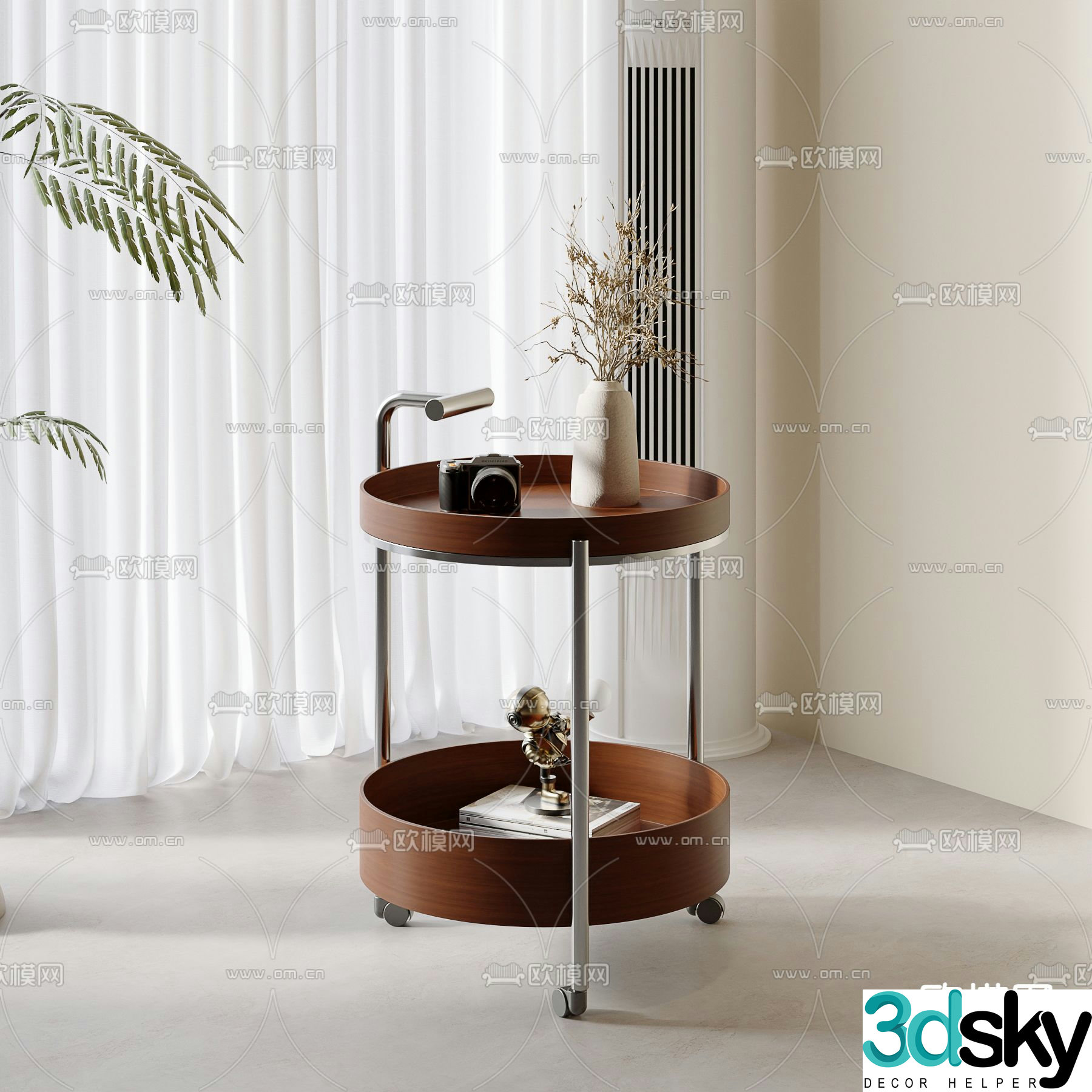 Medieval style side table movable corner table round table table table 3D model