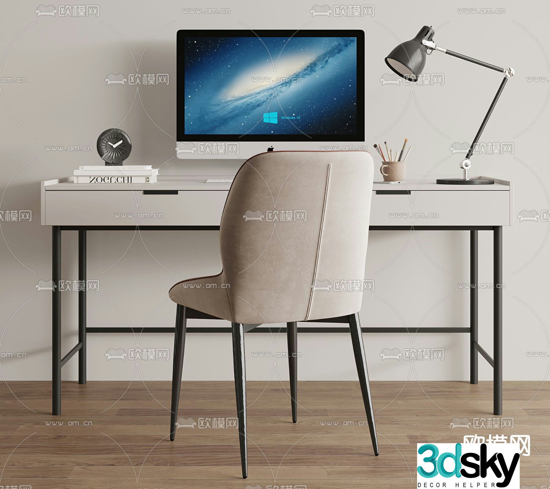 Modern desk writing desk computer desk 3d model