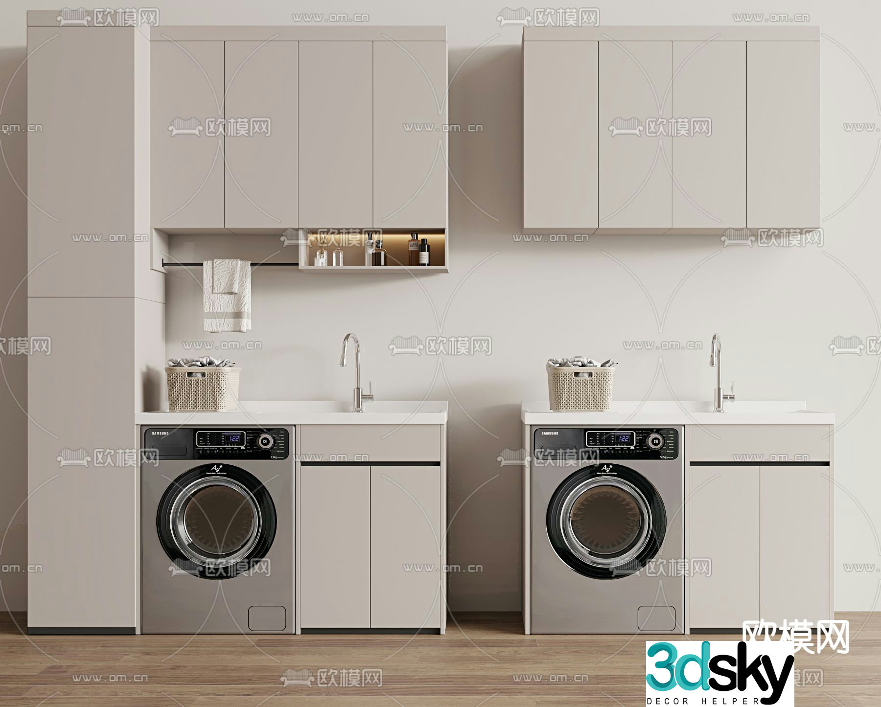 Balcony cabinet washing machine cabinet 3d model