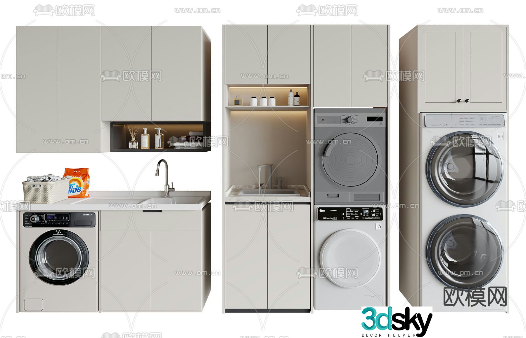 Balcony cabinet washing machine cabinet 3d model