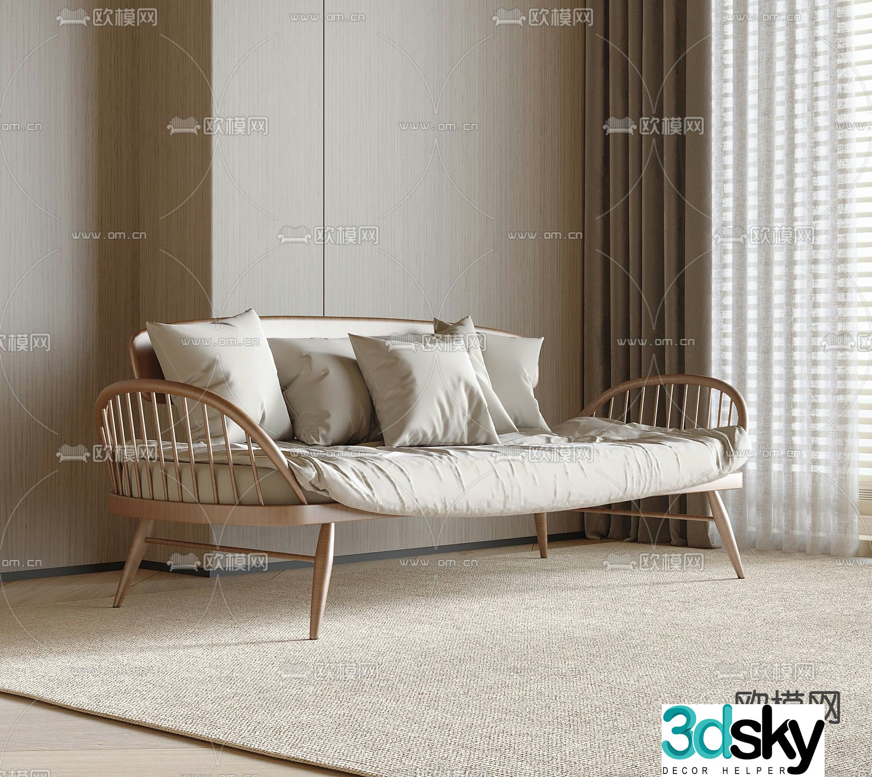 Wabi-sabi sofa multi-person sofa 3d model