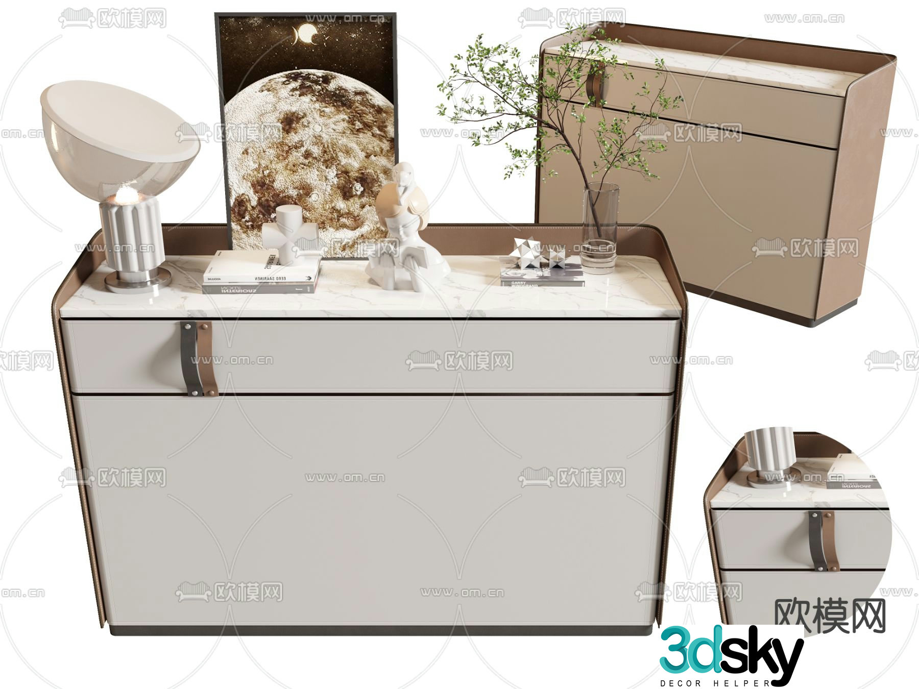 Modern side cabinet entrance cabinet end view cabinet 3D model