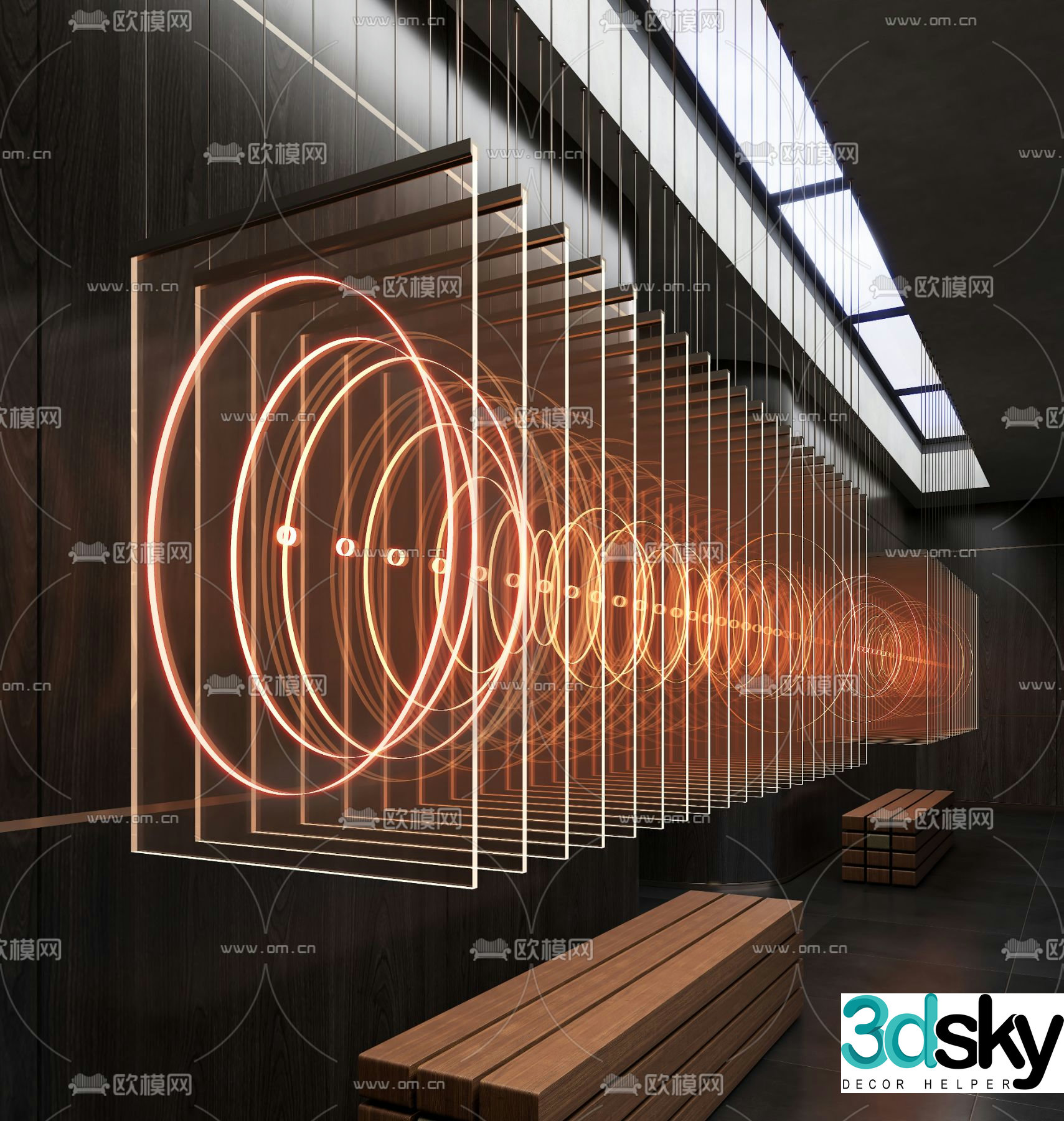 Bar neon light LED light guide plate tunnel decorative light 3d model