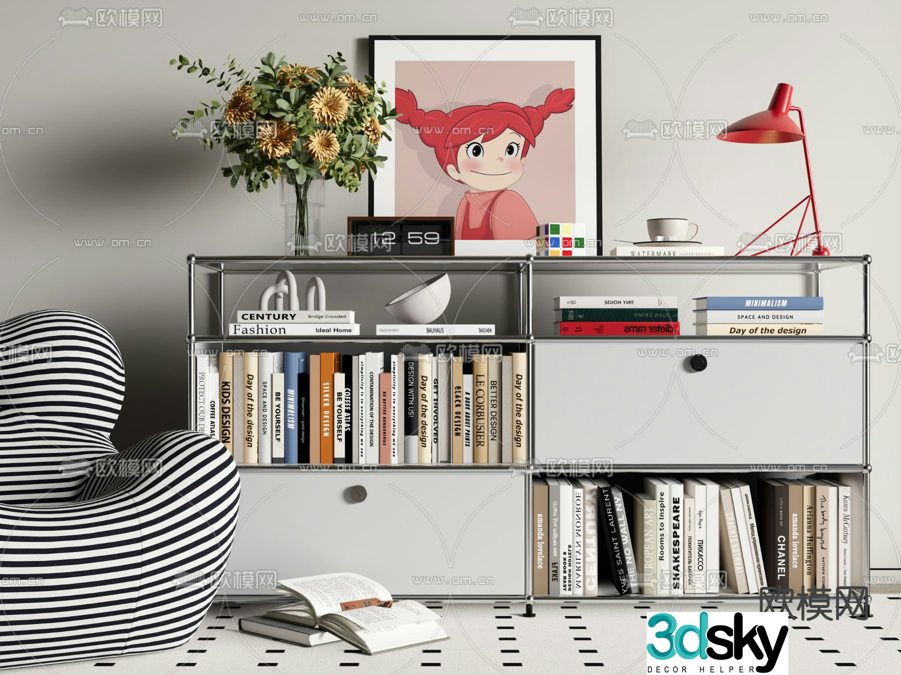 USM bookcase low cabinet entrance cabinet 3d model