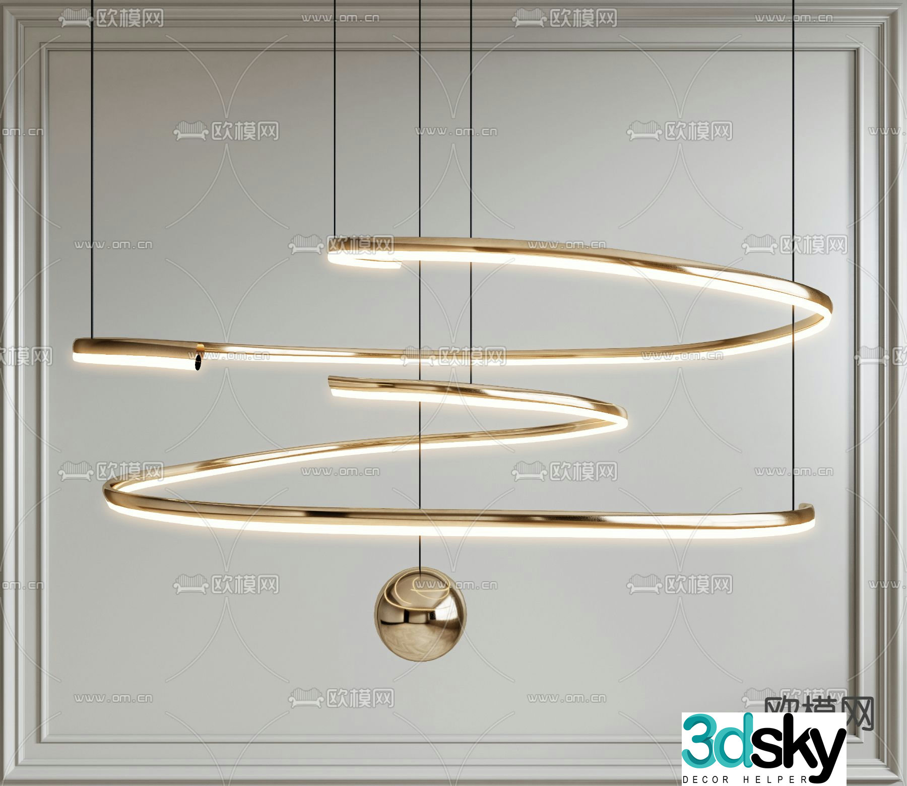 Light luxury chandelier ring chandelier 3d model