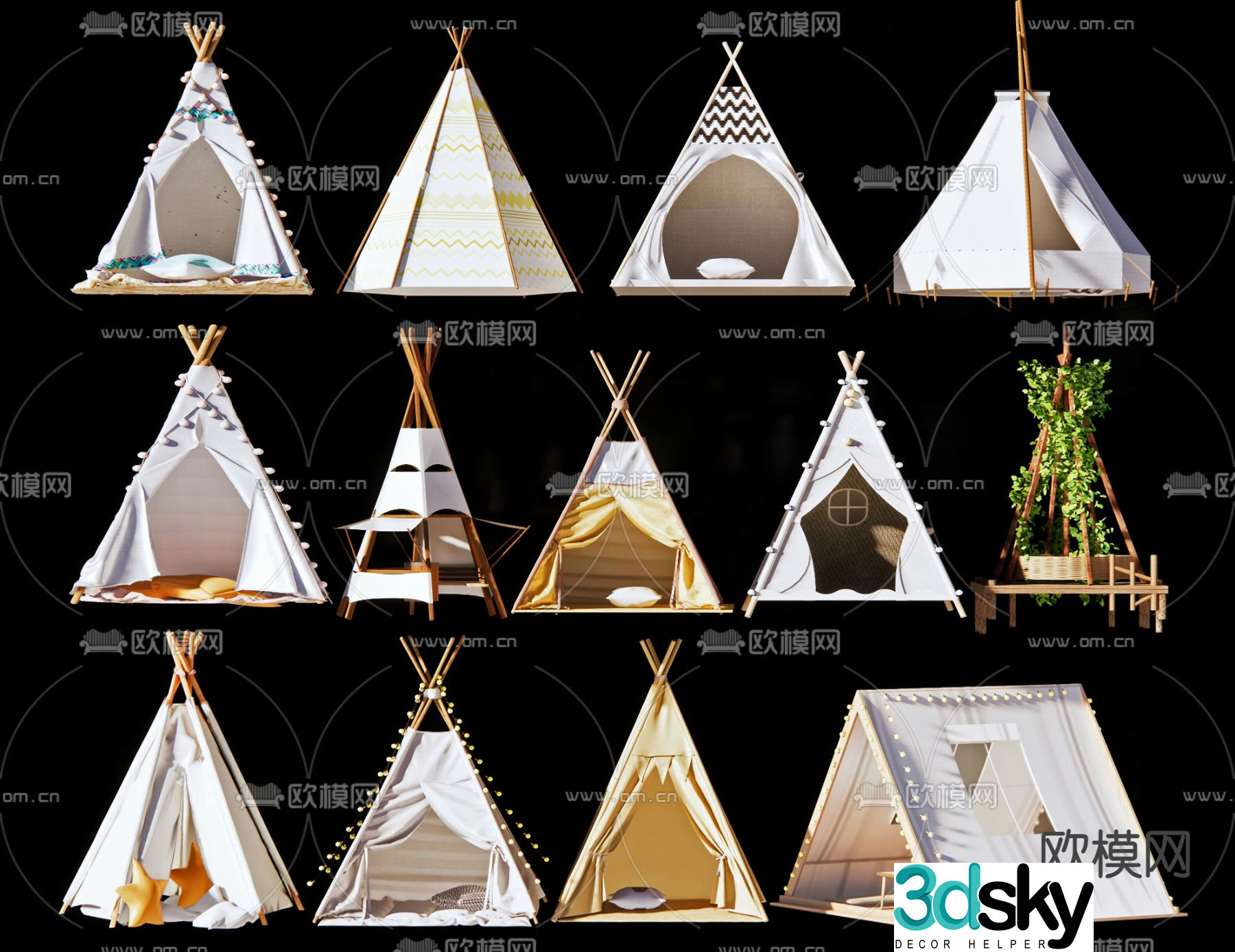 Camping tent triangular tent 3d model