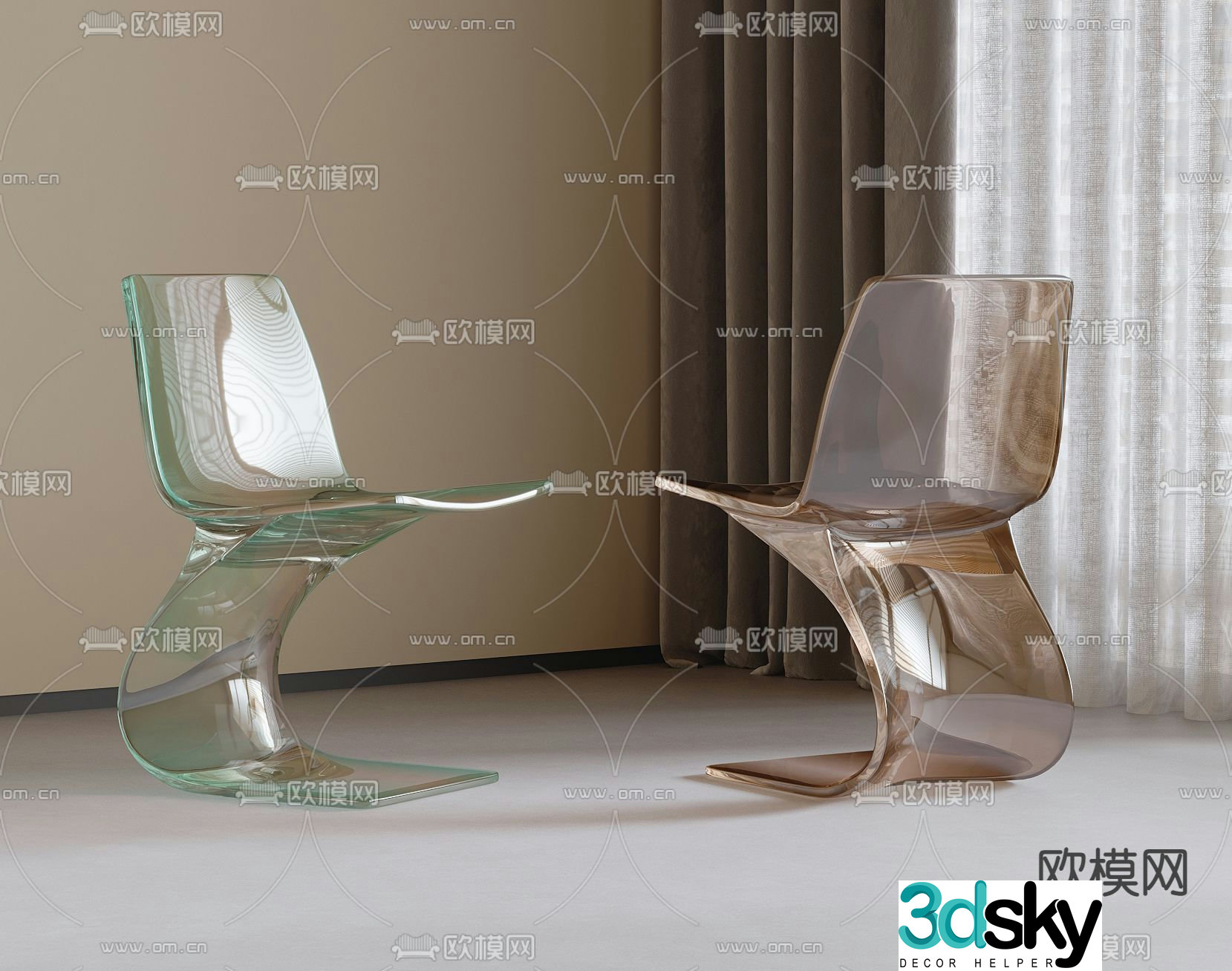 Acrylic chair dining chair 3d model