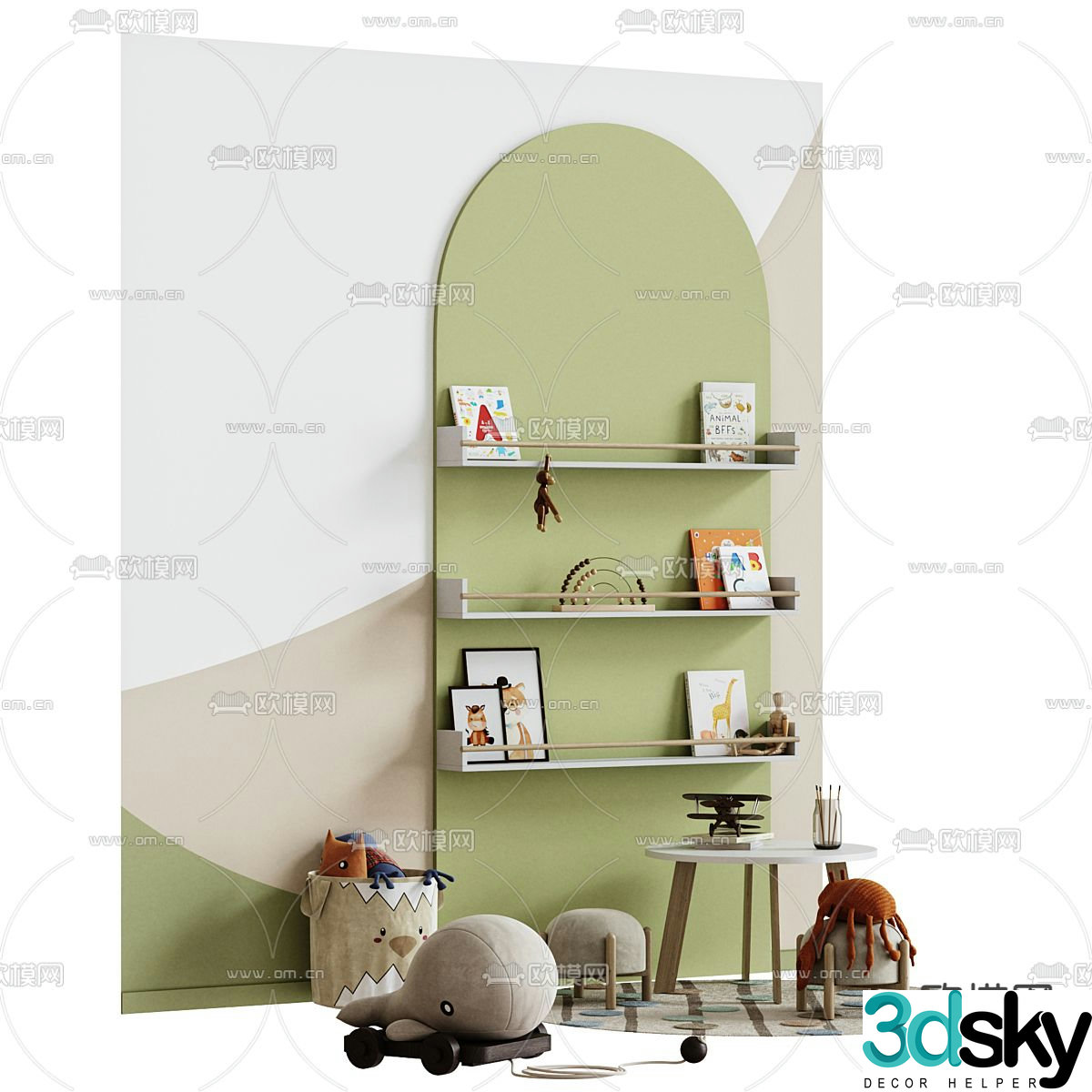 Children’s bookcase doll 3d model