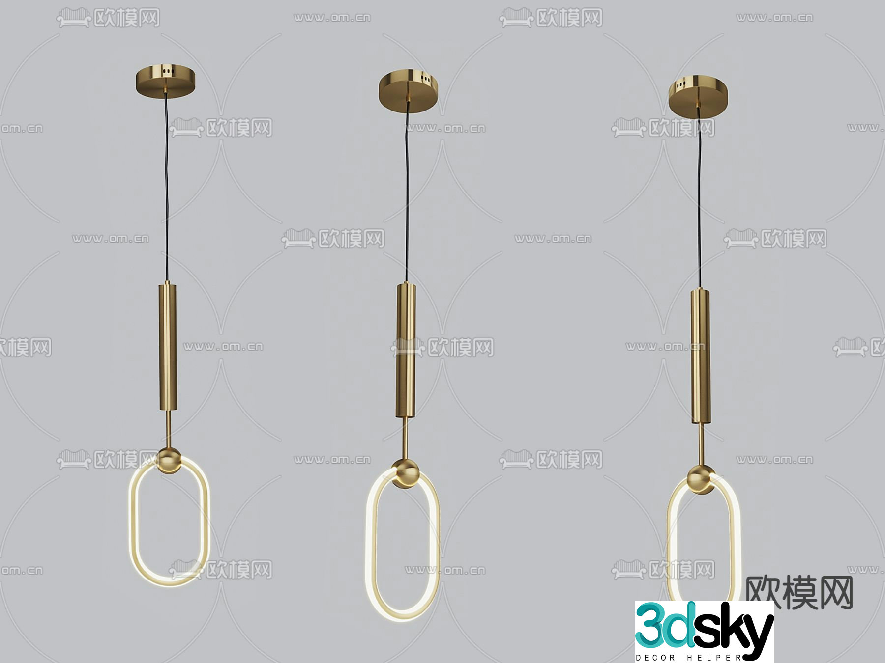 Light luxury chandeliers 3D model