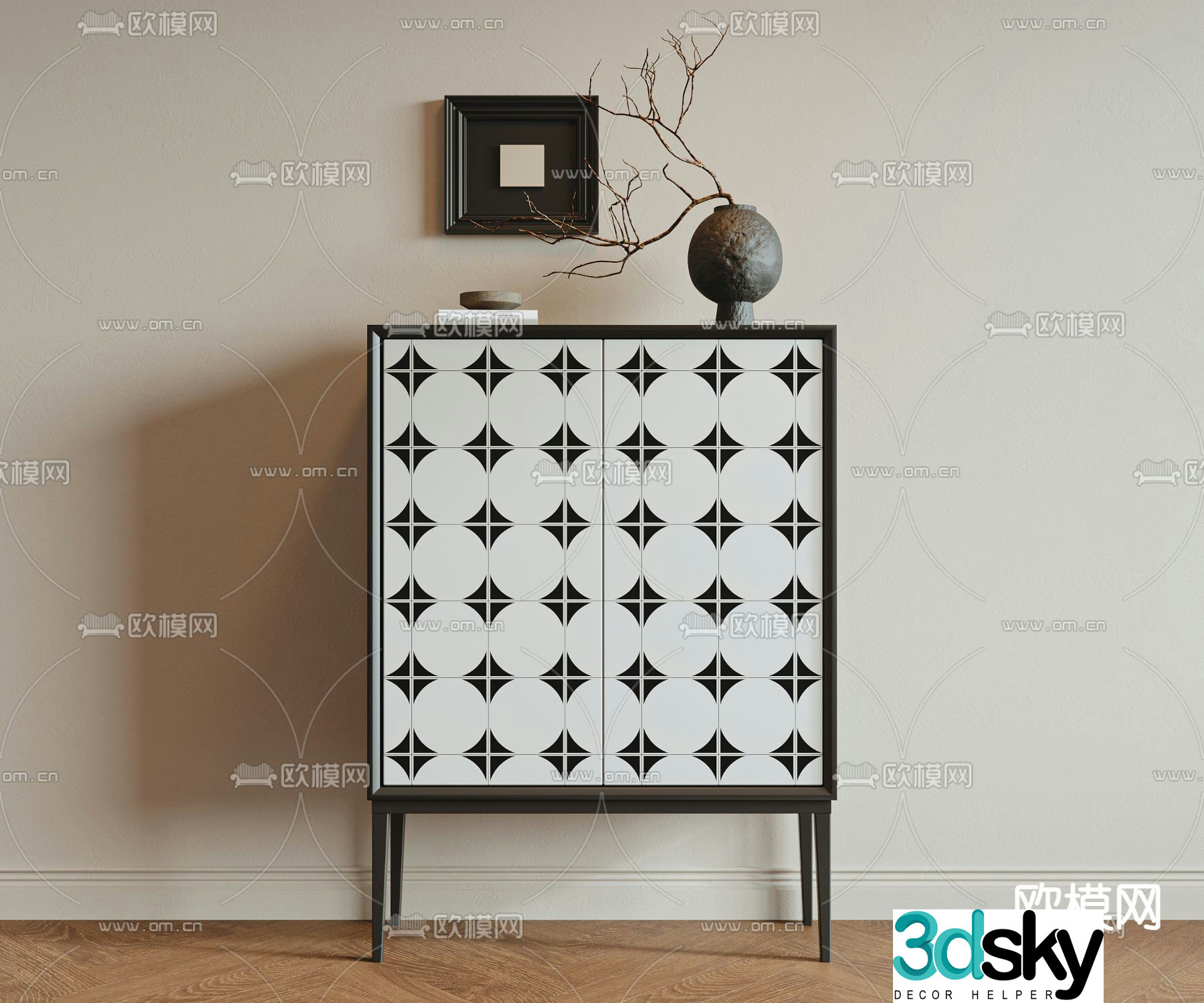 Medieval style side cabinet entrance cabinet end view cabinet 3D model