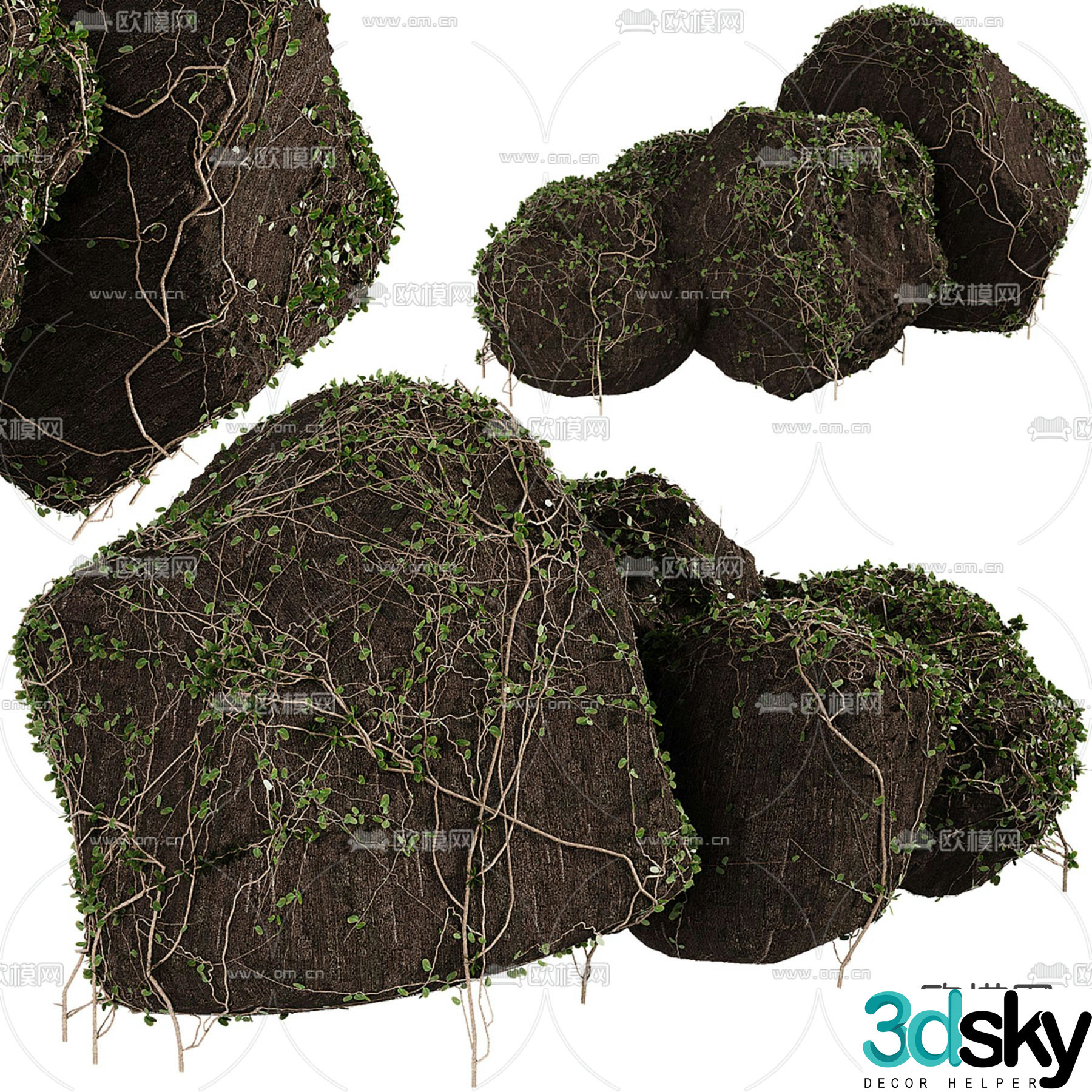 Vine stone landscape stone 3d model