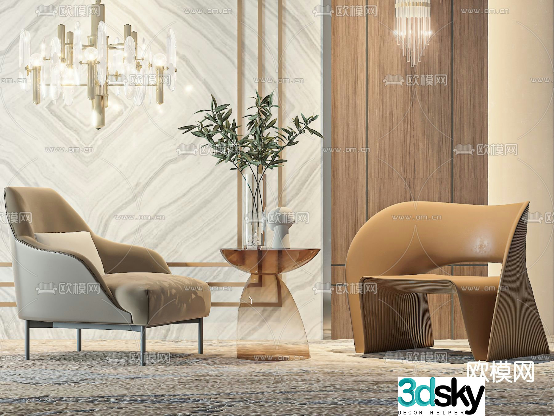 Modern chair leisure chair 3d model