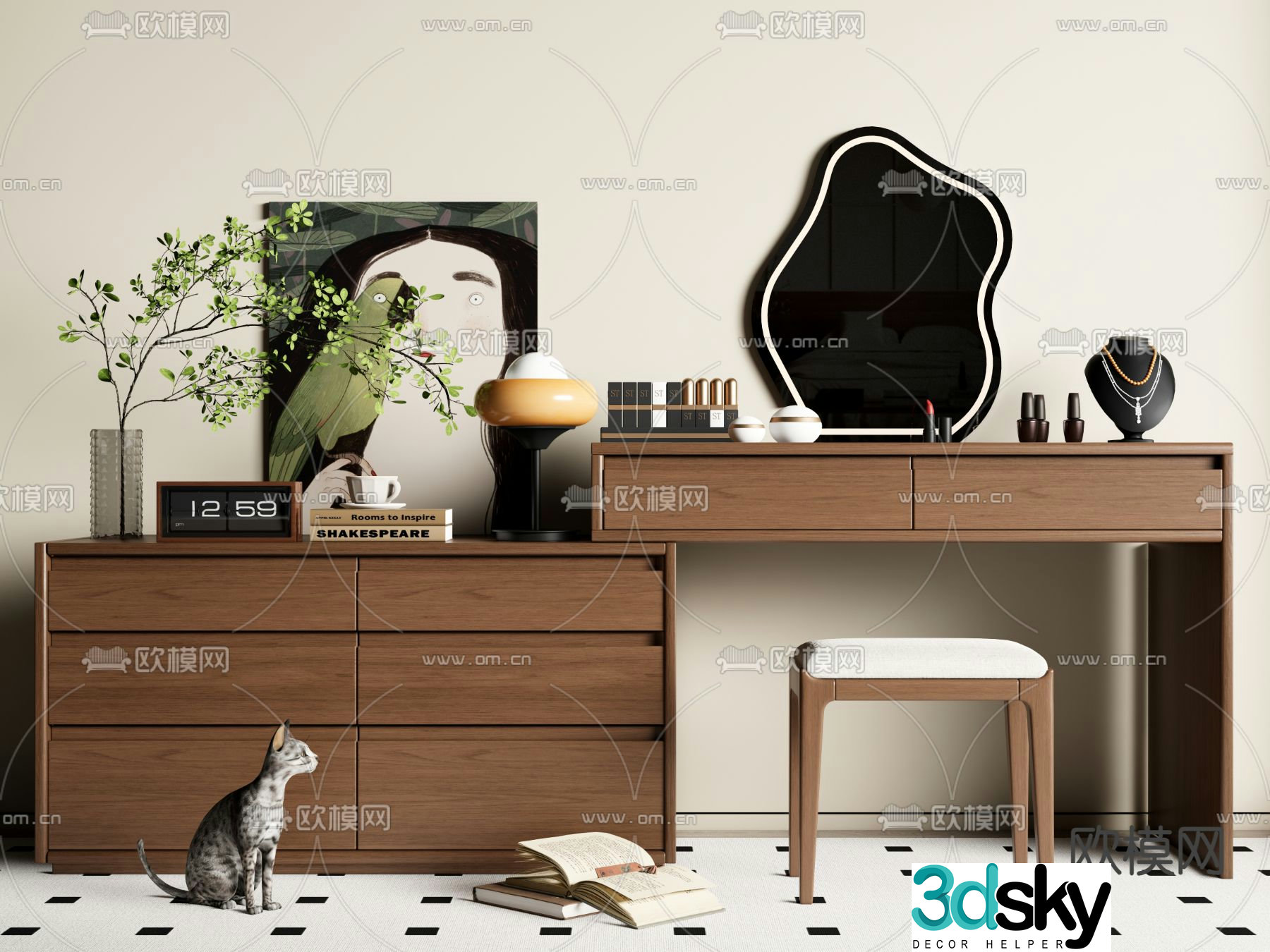 Wabi Sabi dressing table dressing table 3d model