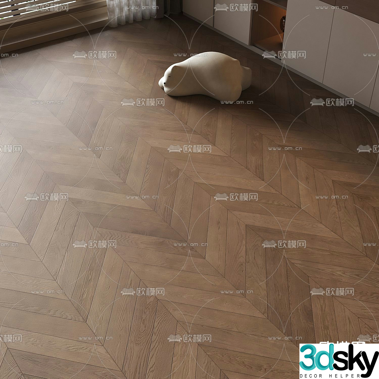 Log style wooden floor 3d model