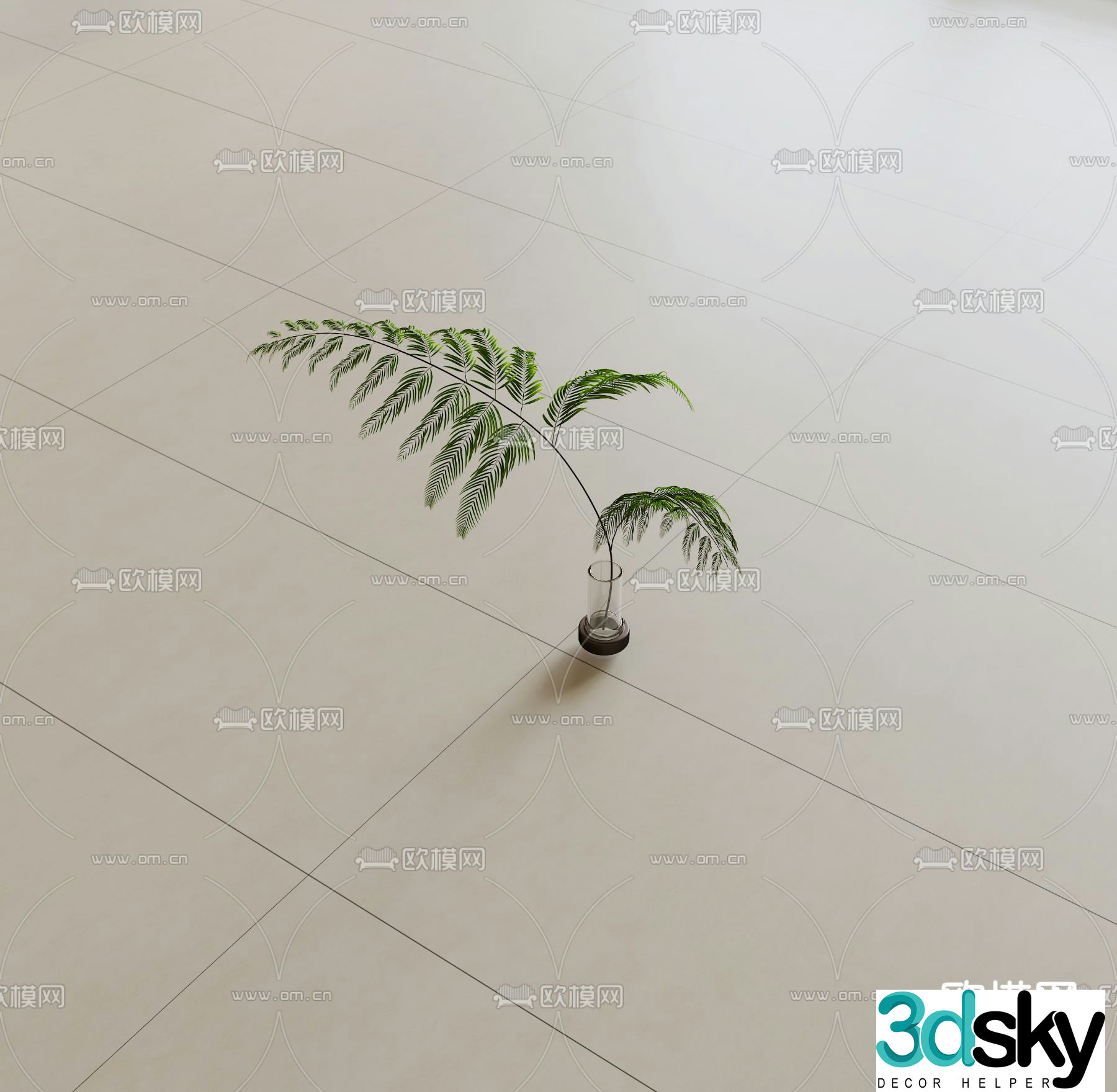 Creamy style soft light tiles beige floor tiles 3D model