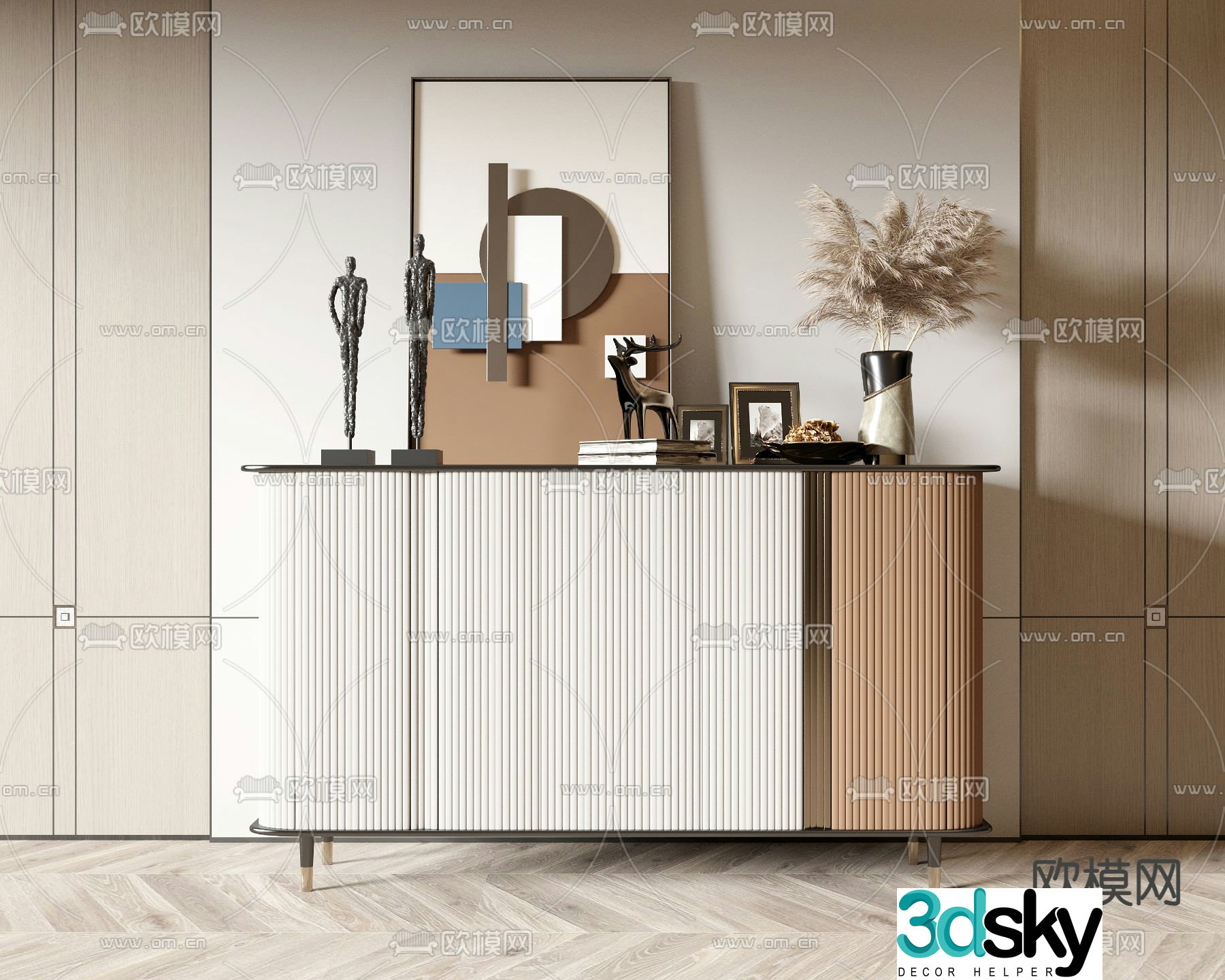 Modern side cabinet entrance cabinet end view cabinet 3D model