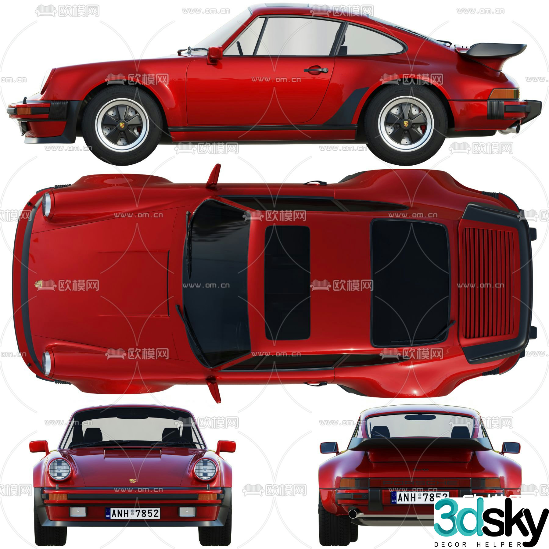 porsche car sports car classic car 3d model