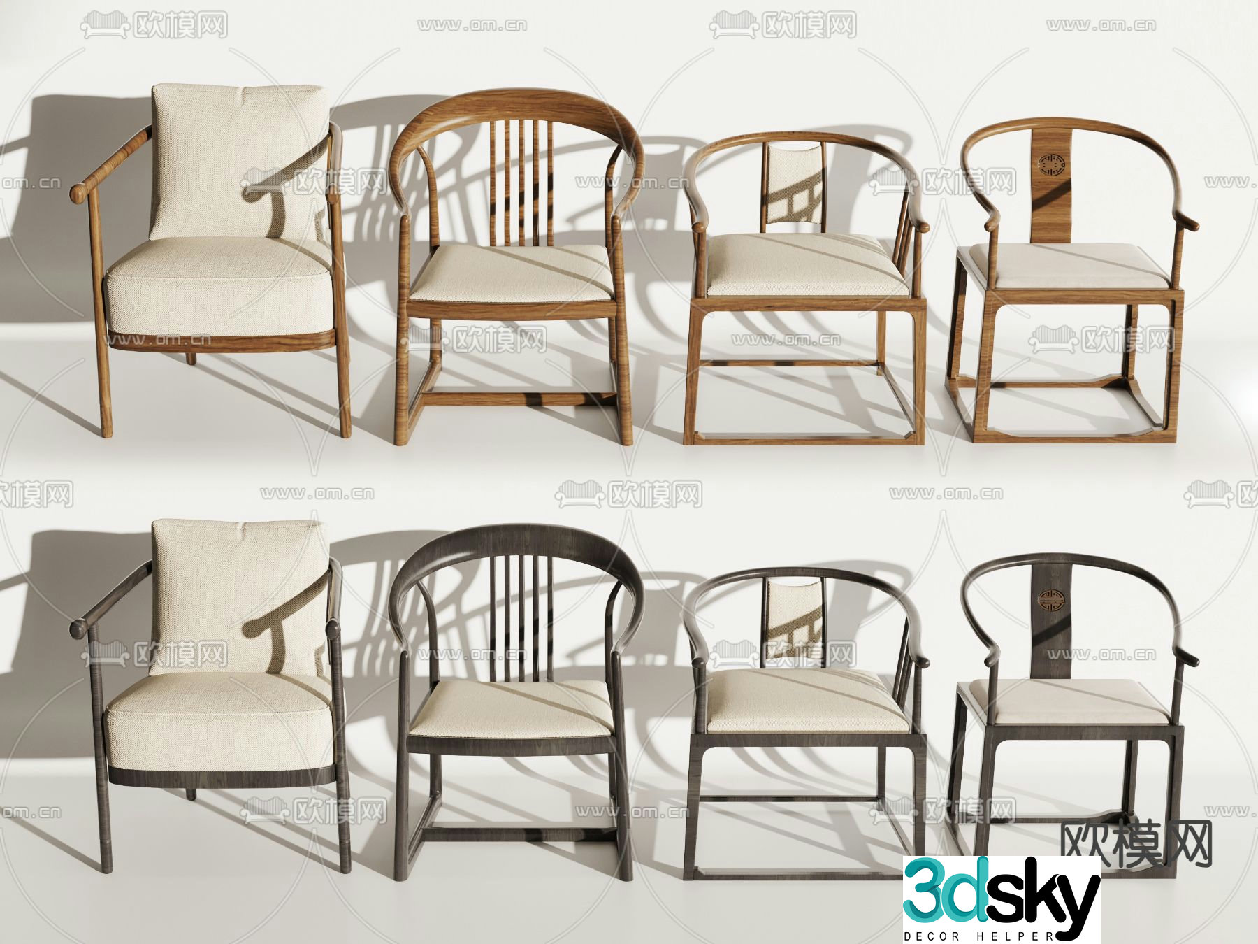 New Chinese style chair armchair 3d model
