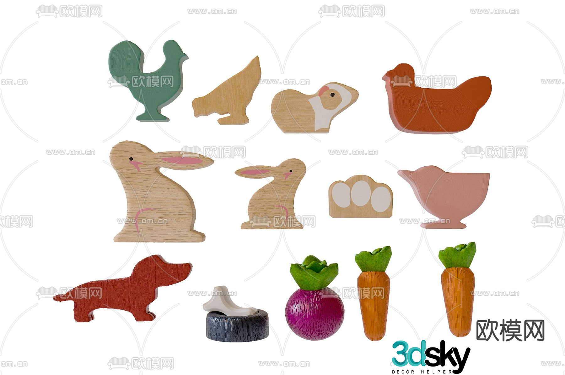 Pet toys cartoon dolls building block toys 3d model