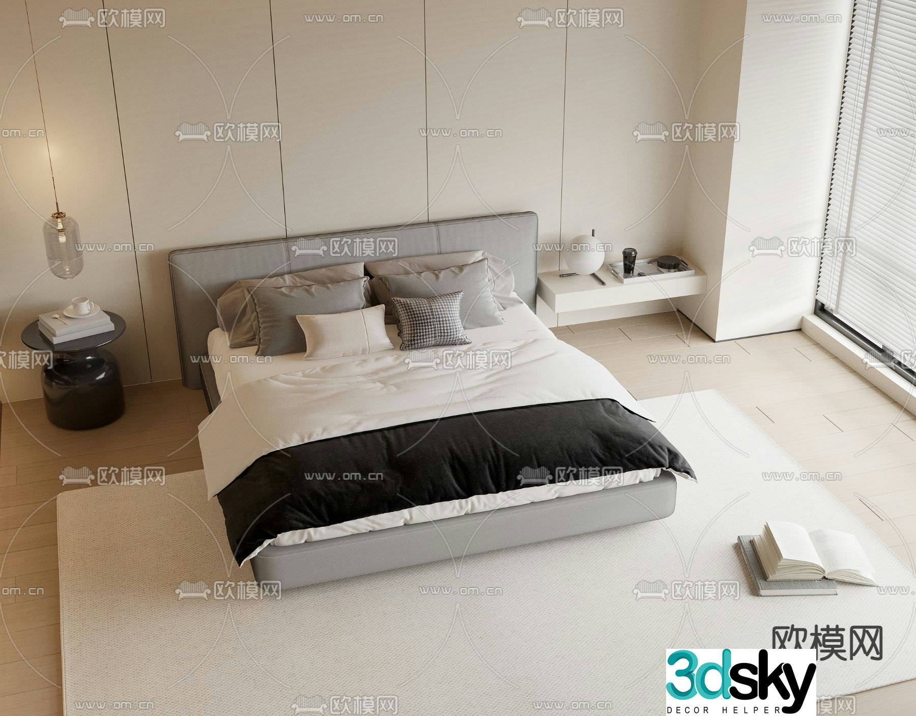 Modern double bed 3d model