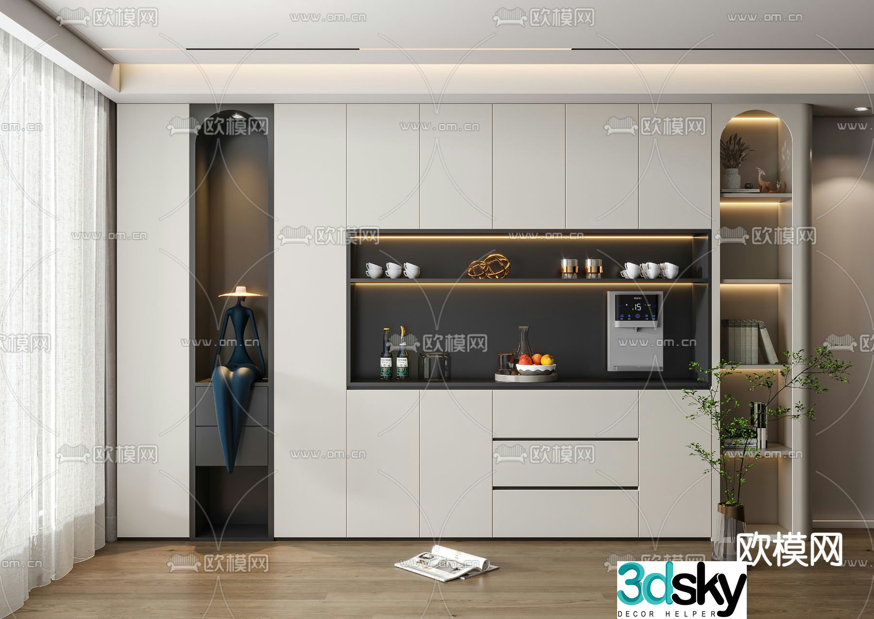Modern wine cabinet sideboard 3d model