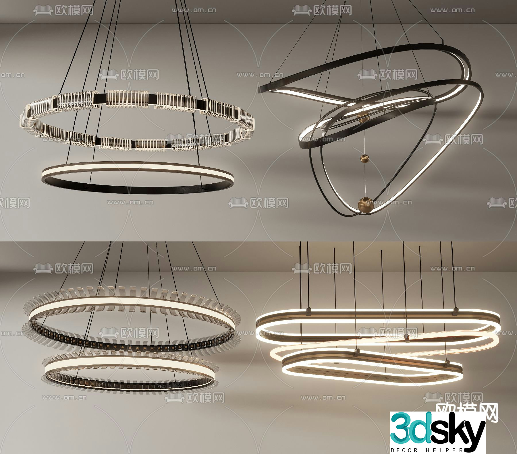 Ring Chandelier Hall Chandelier 3D Model
