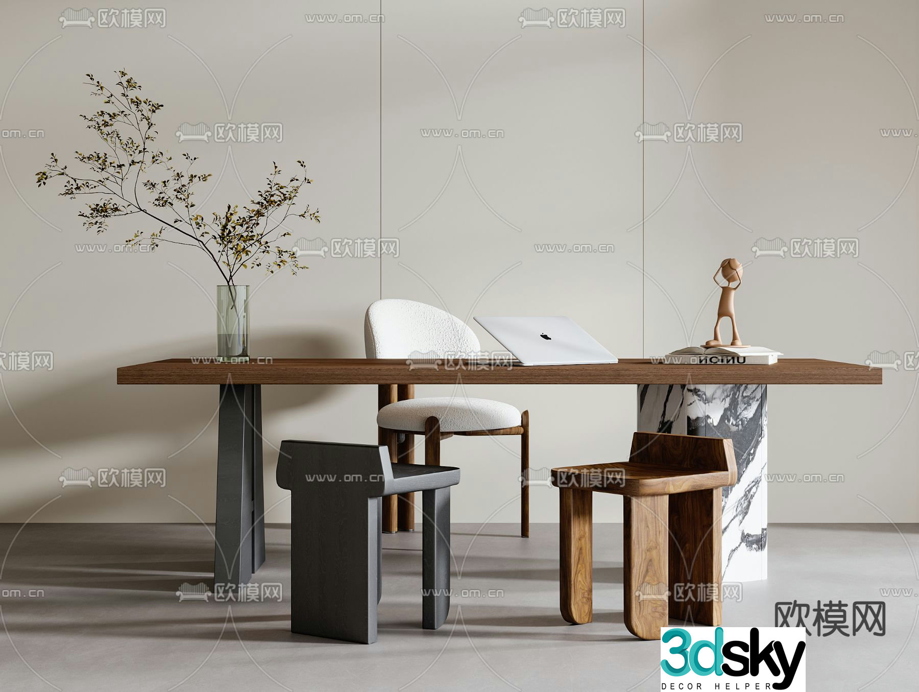 Modern desk writing desk computer desk 3d model