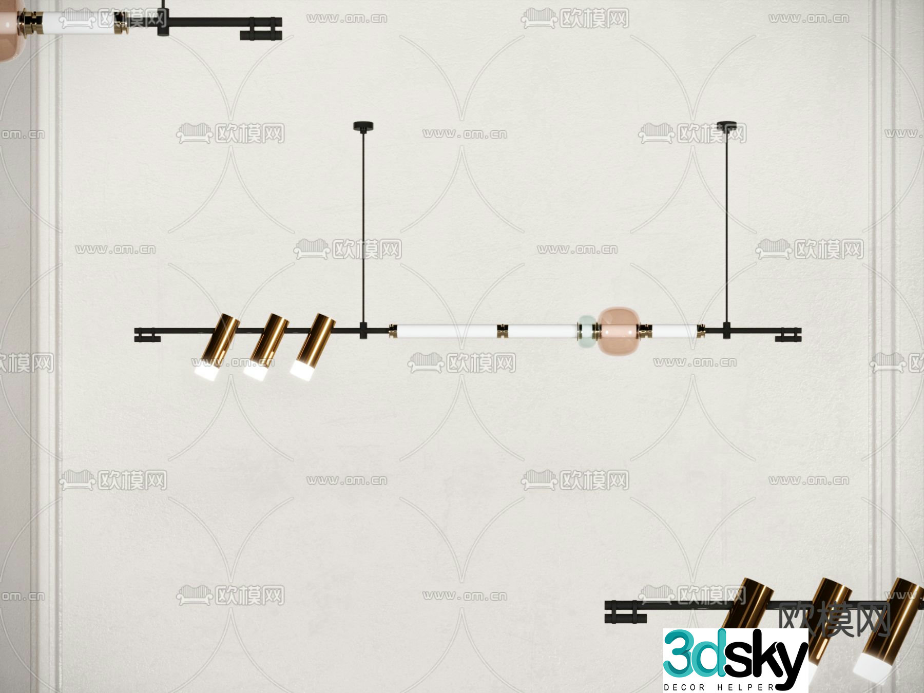 Light luxury chandeliers one-line chandeliers 3D model