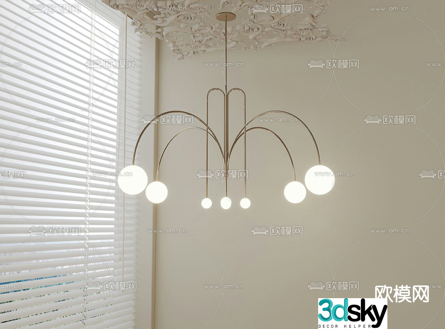 French chandelier cream style chandelier 3d model