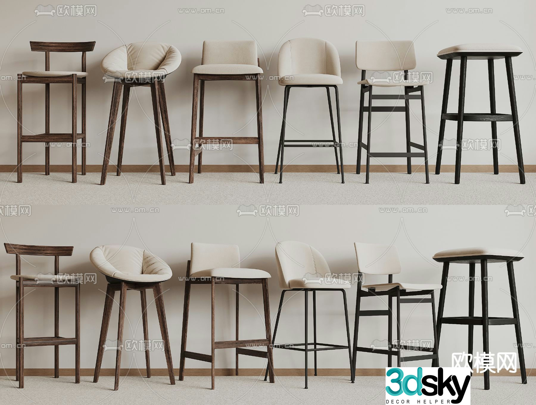 Wabi Sabi bar stool bar stool high stool 3d model