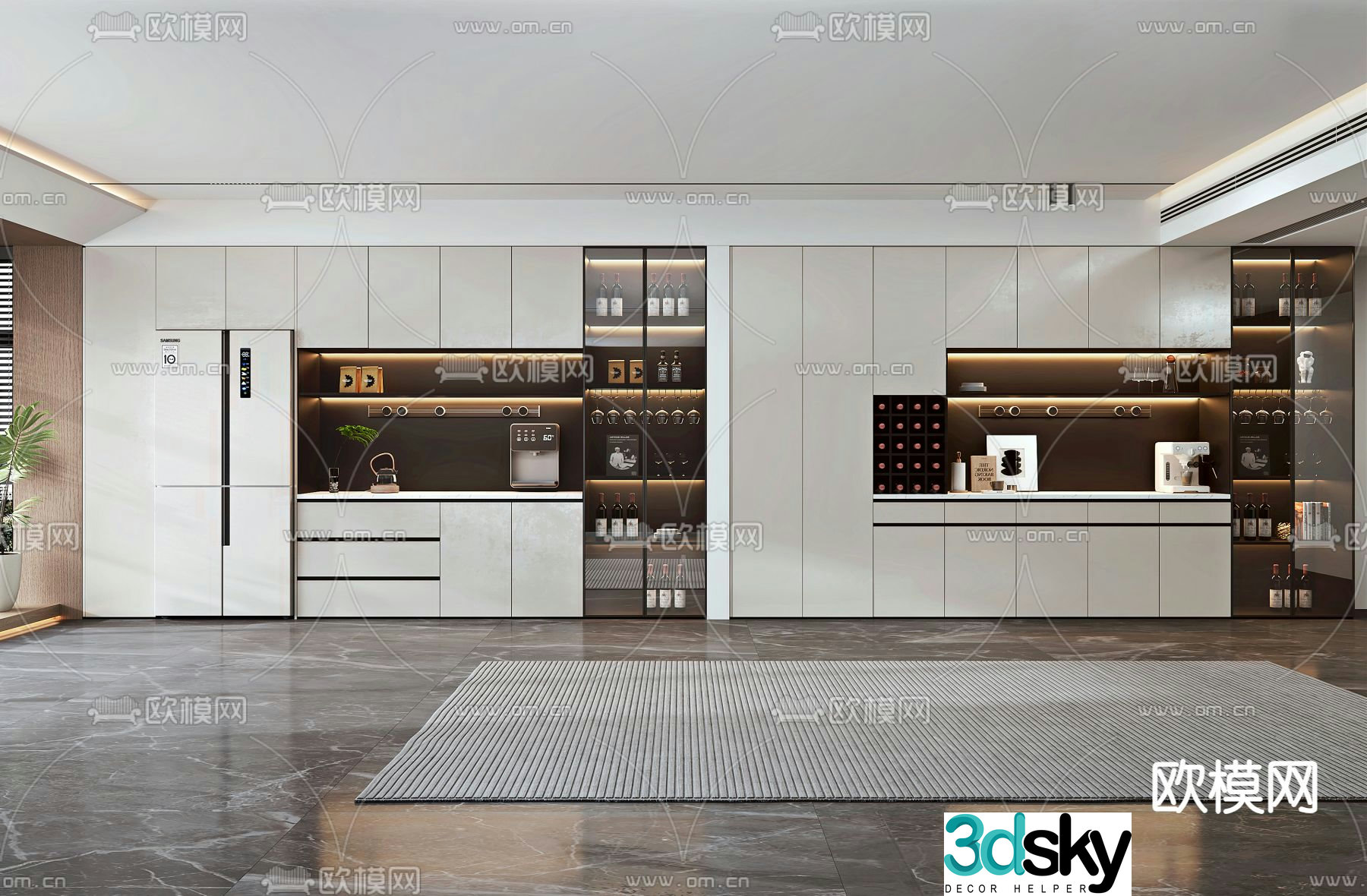 Modern wine cabinet sideboard 3D model