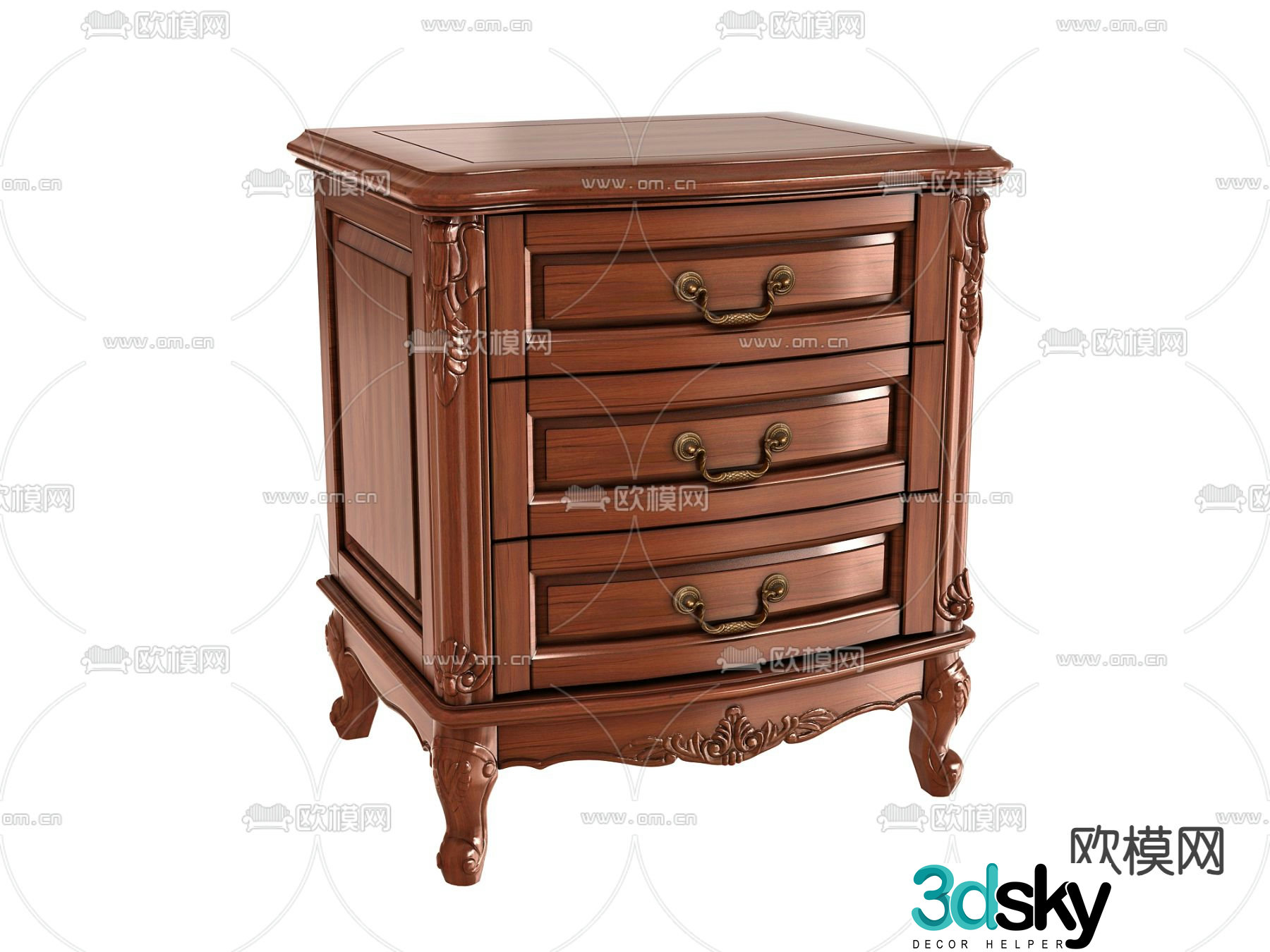 European style bedside table 3d model