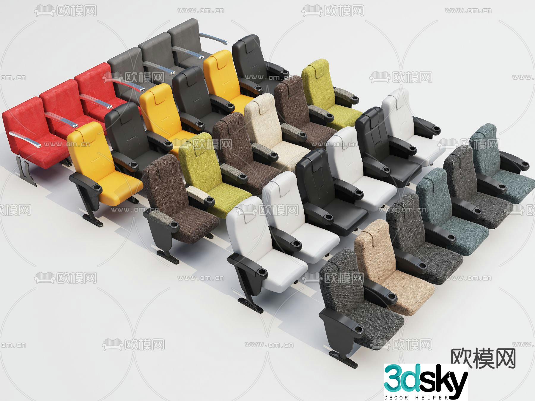 Cinema seats row seats 3d model