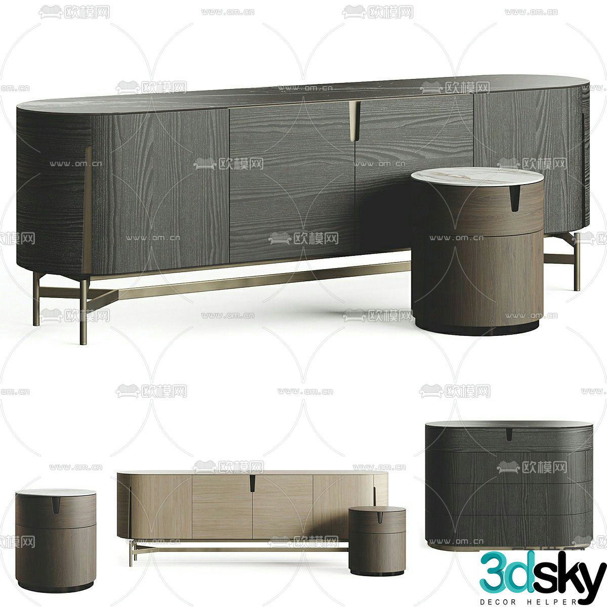 Porada Tylsa modern tv cabinet bedside table 3d model