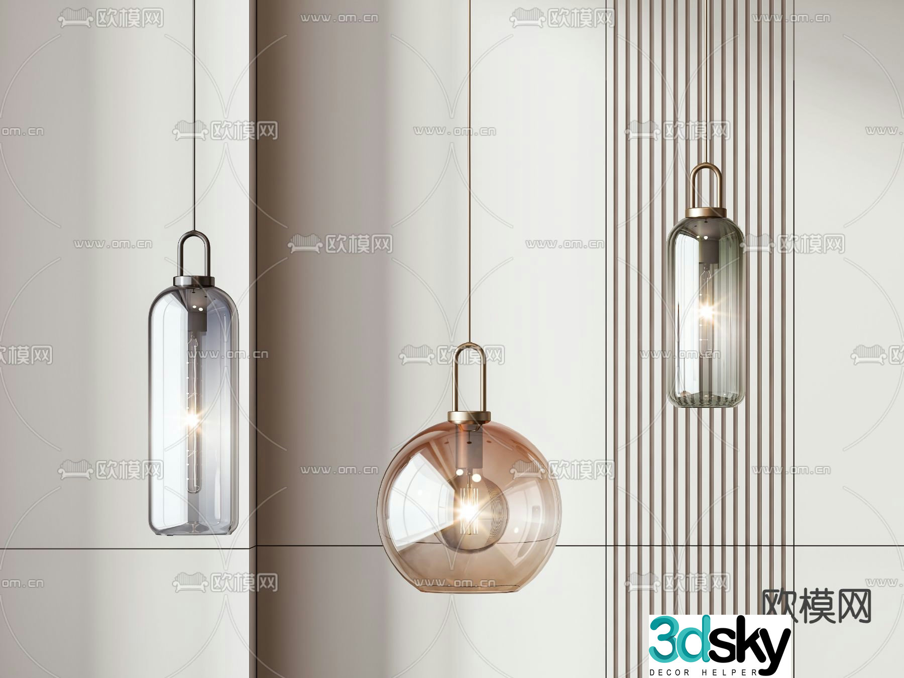 Glass small chandelier 3d model
