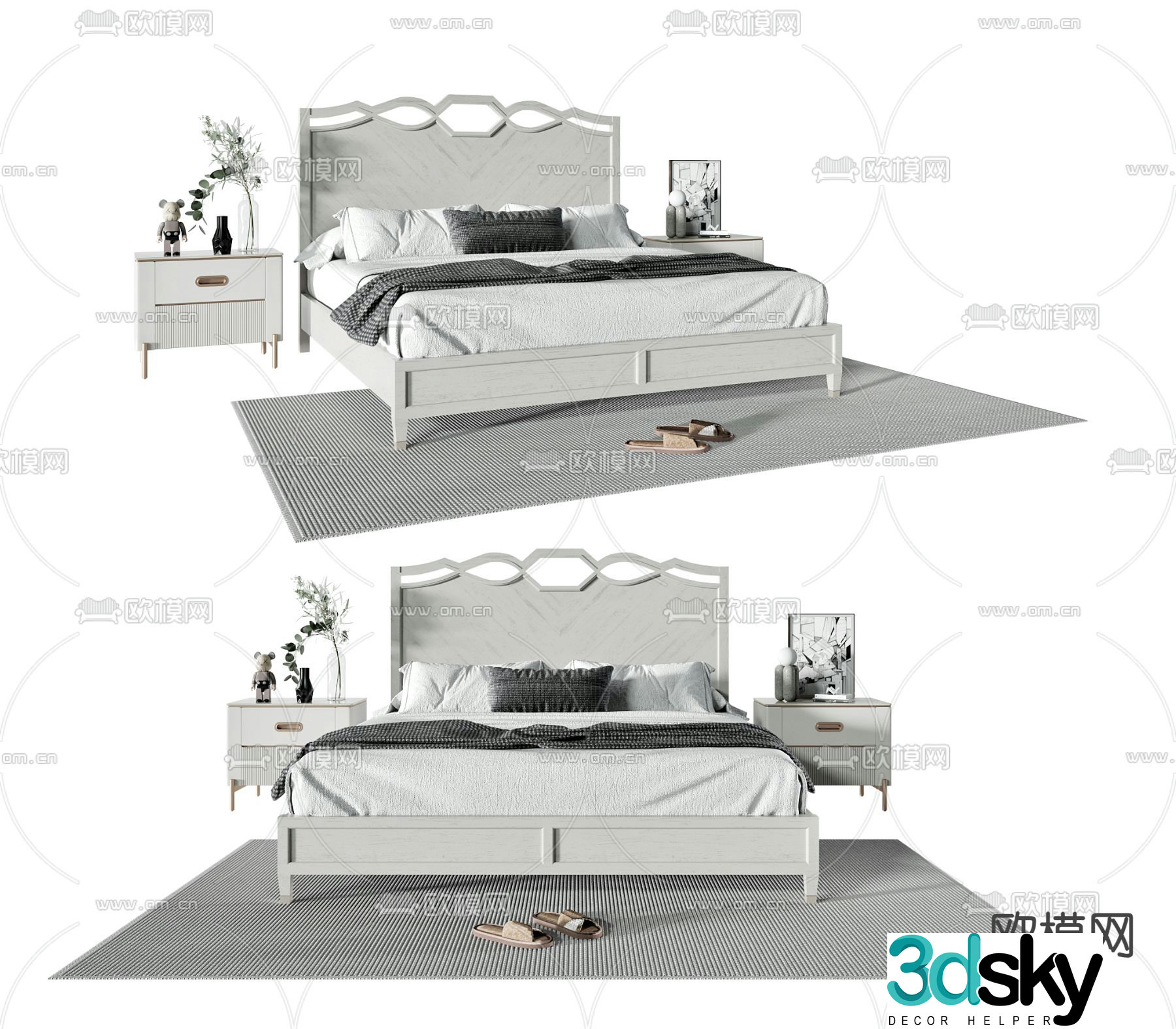 Modern double bed 3d model