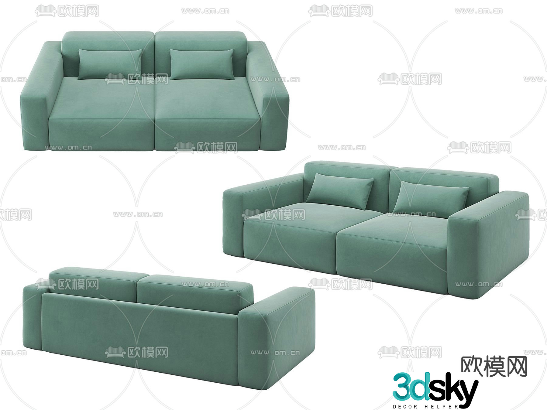 Green sofa double sofa 3d model