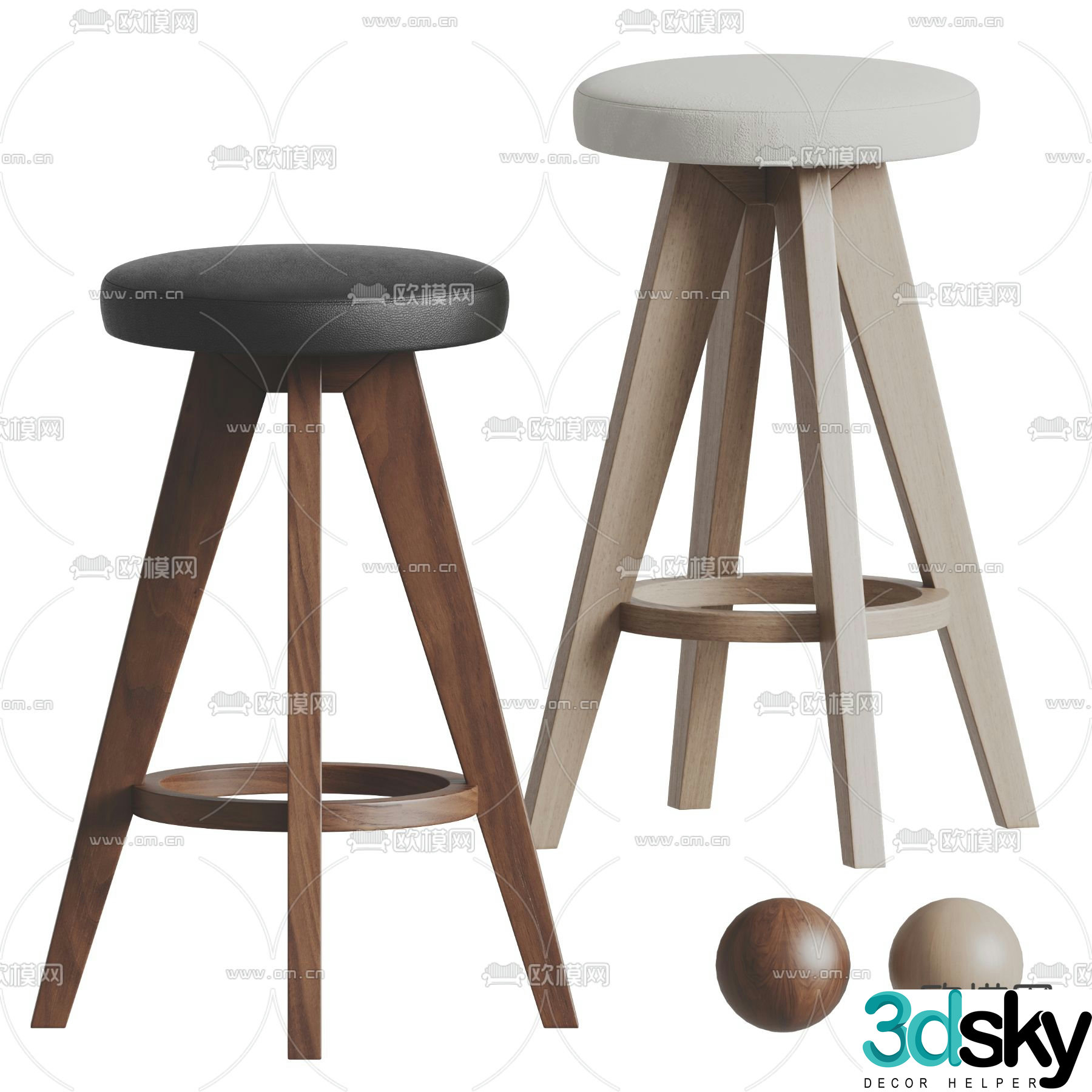 Modern bar stool bar stool high stool 3d model