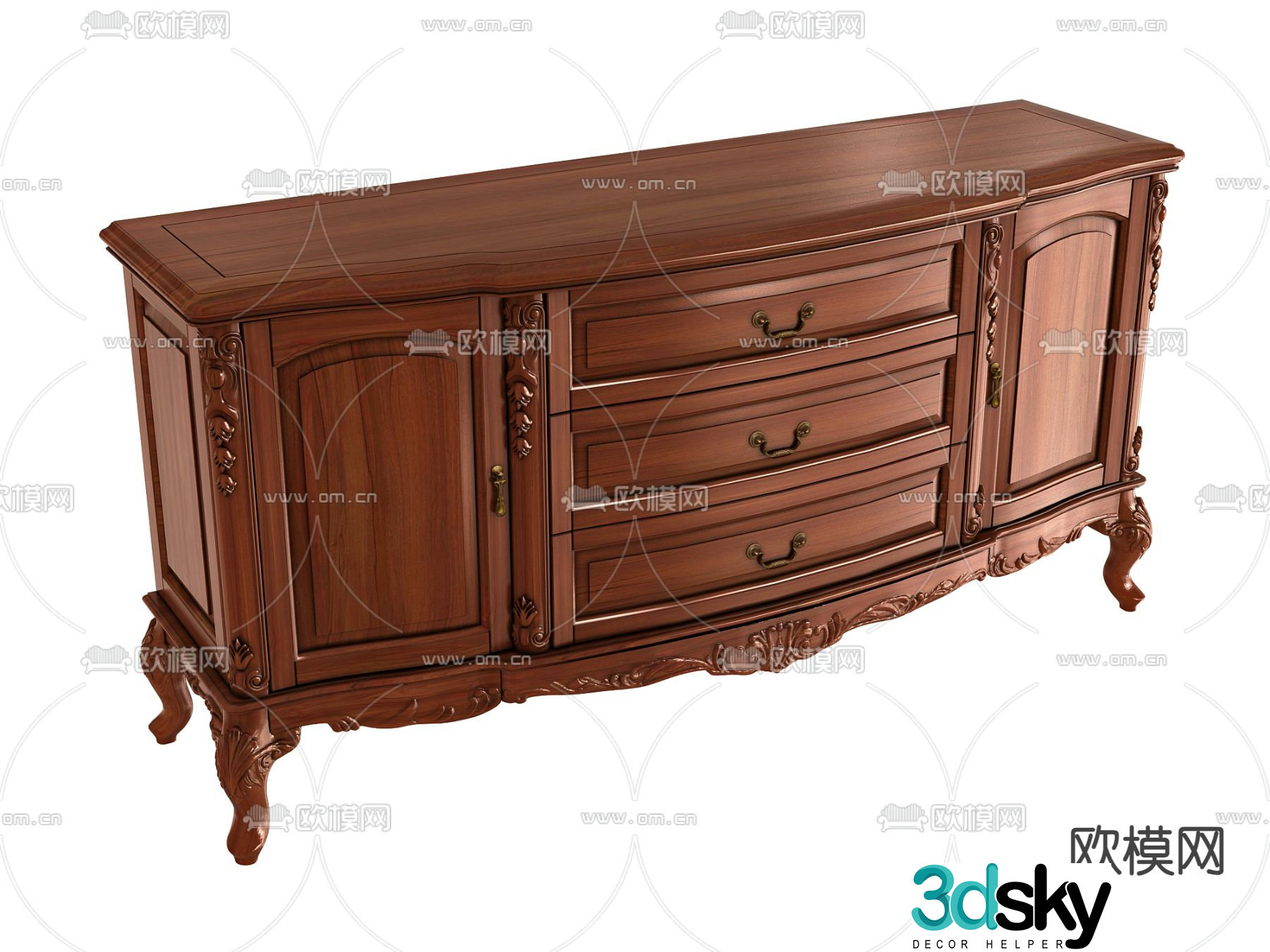 European style side cabinet entrance cabinet end view cabinet 3D model